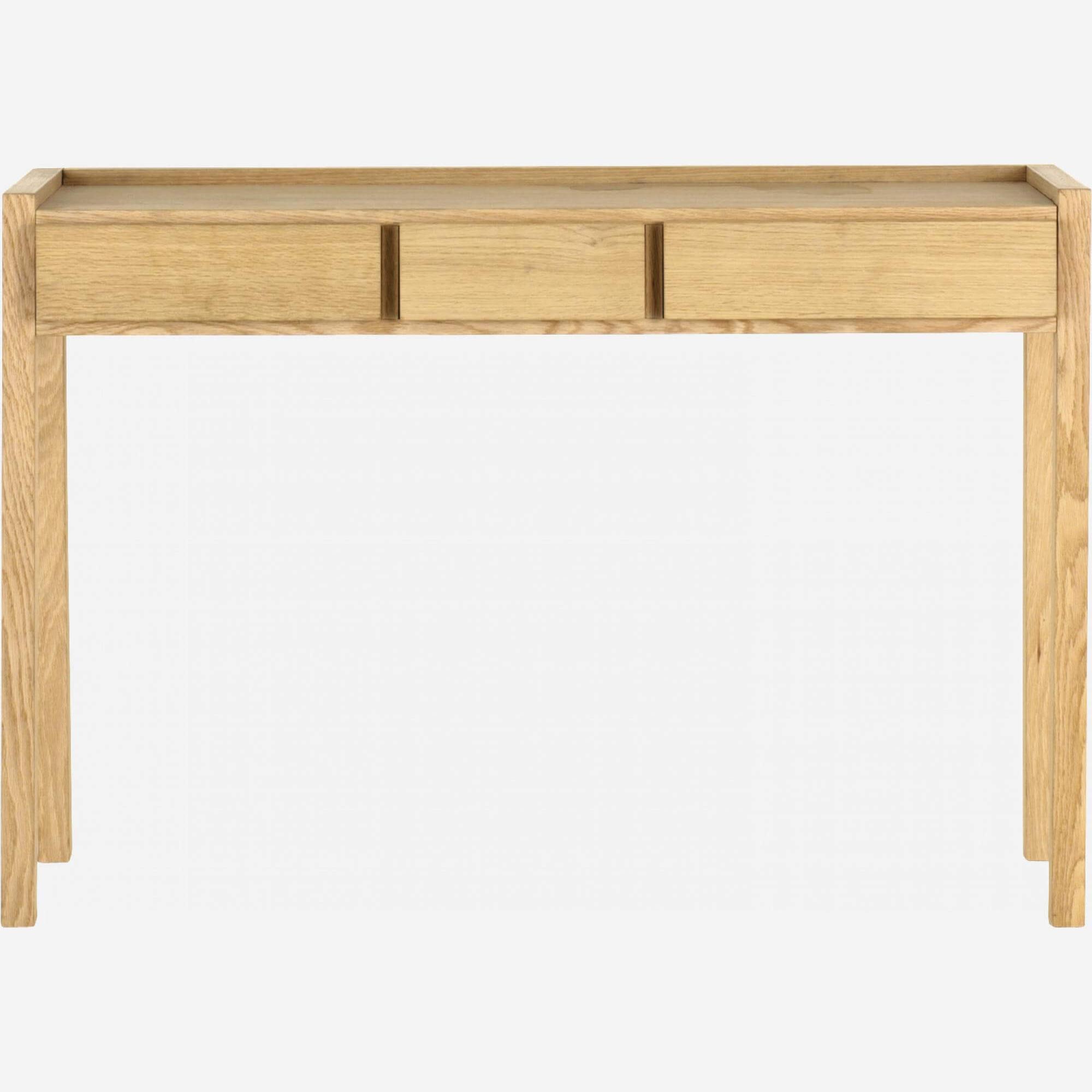 Solid oak console table with drawers