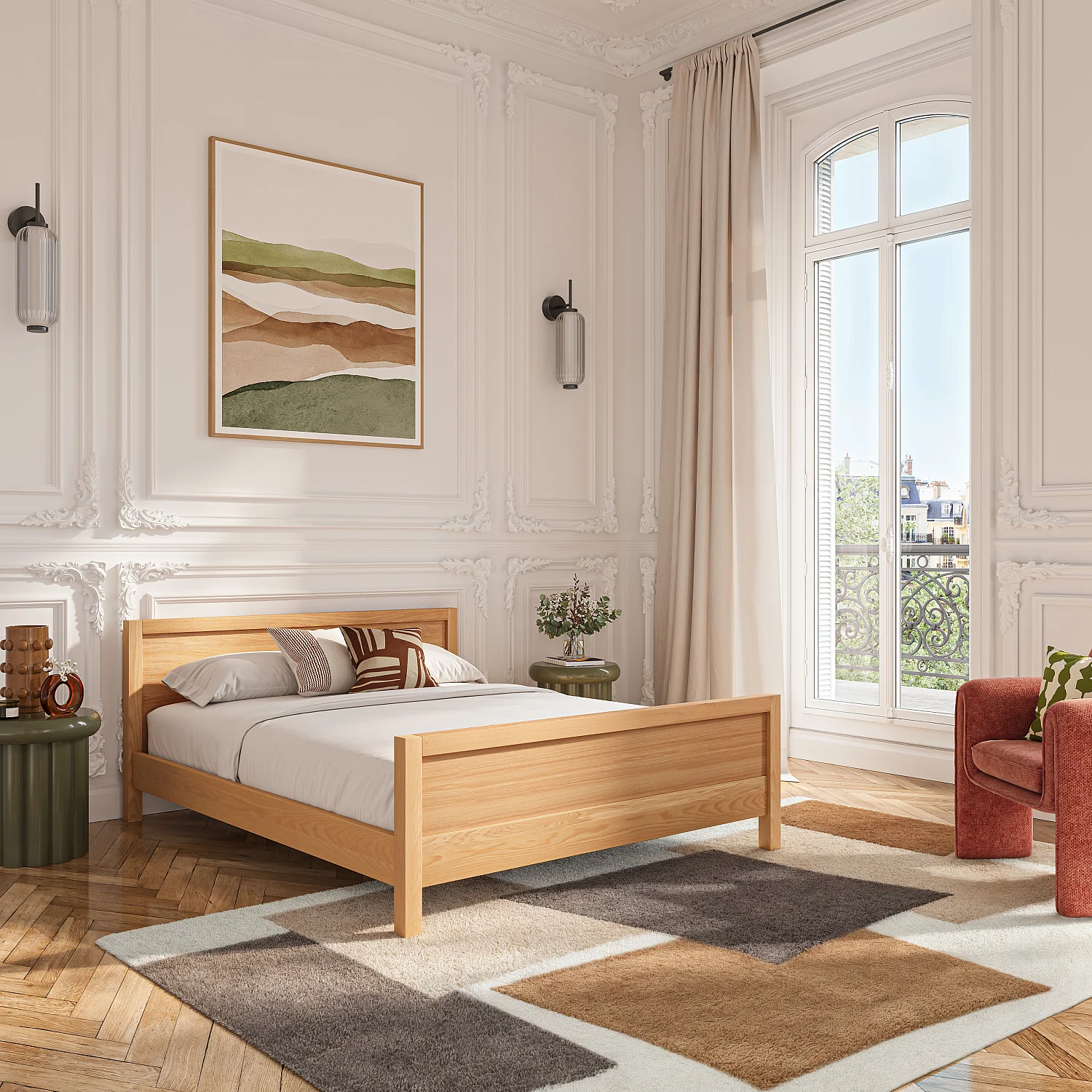 Lit  160 x 200 cm en chêne massif - Naturel - 1