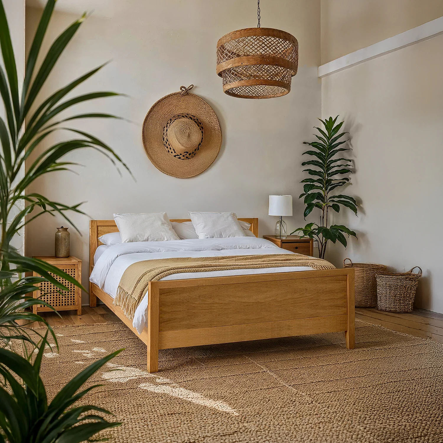 Lit 180 x 200 cm en chêne massif - Naturel - 6