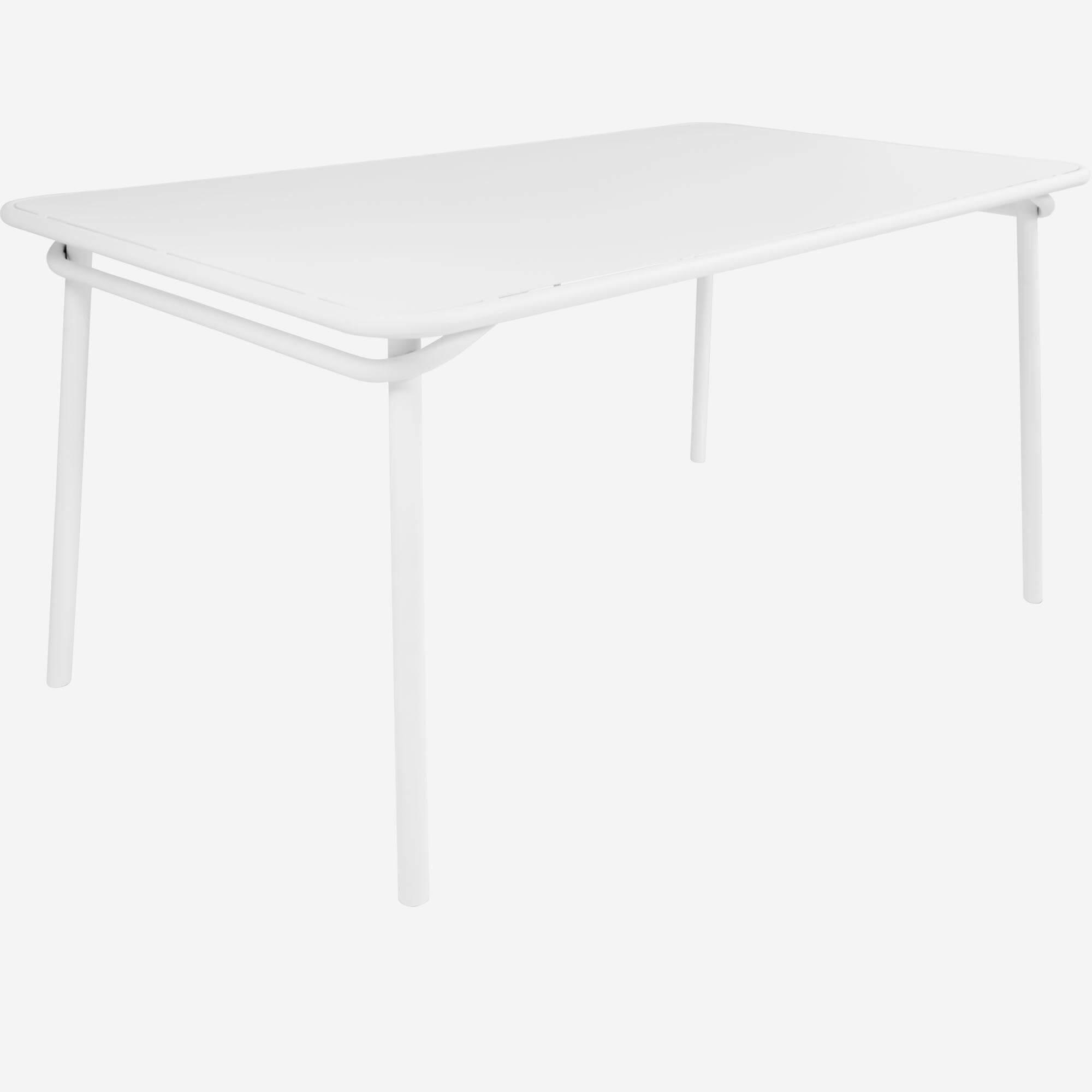 Table de jardin rectangulaire en acier blanc