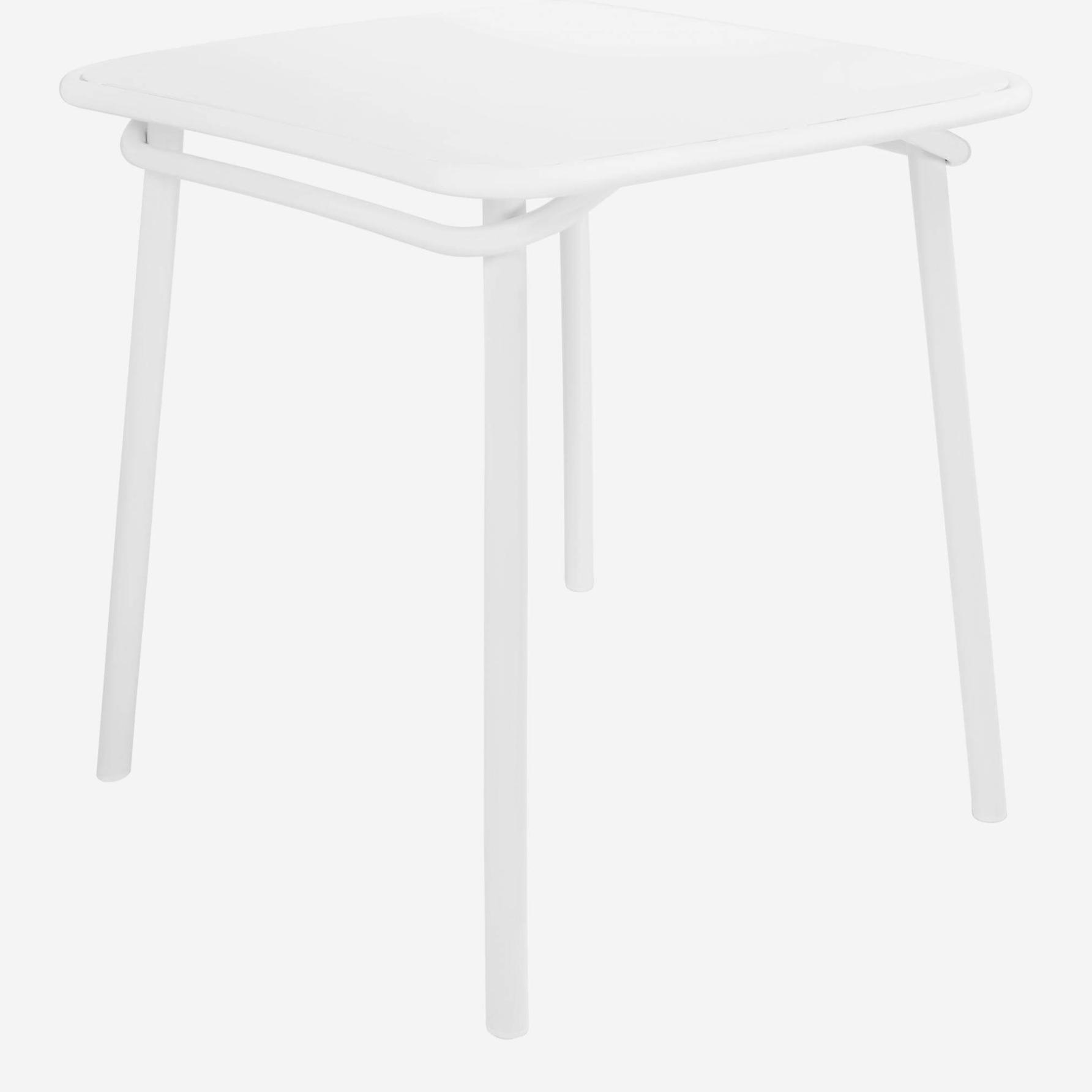 White steel square garden table