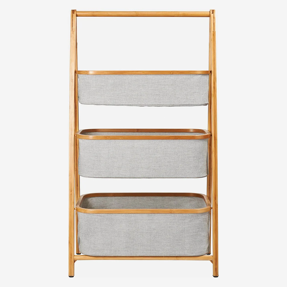 Bamboo and fabric 3-basket shelves - Grey - 2