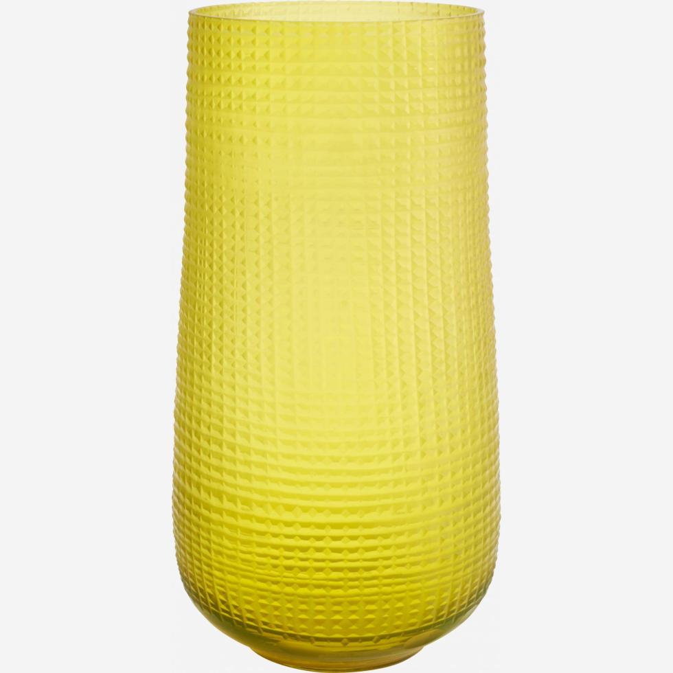 ILOE/ VASE VERRE 30,5CM JAUNE