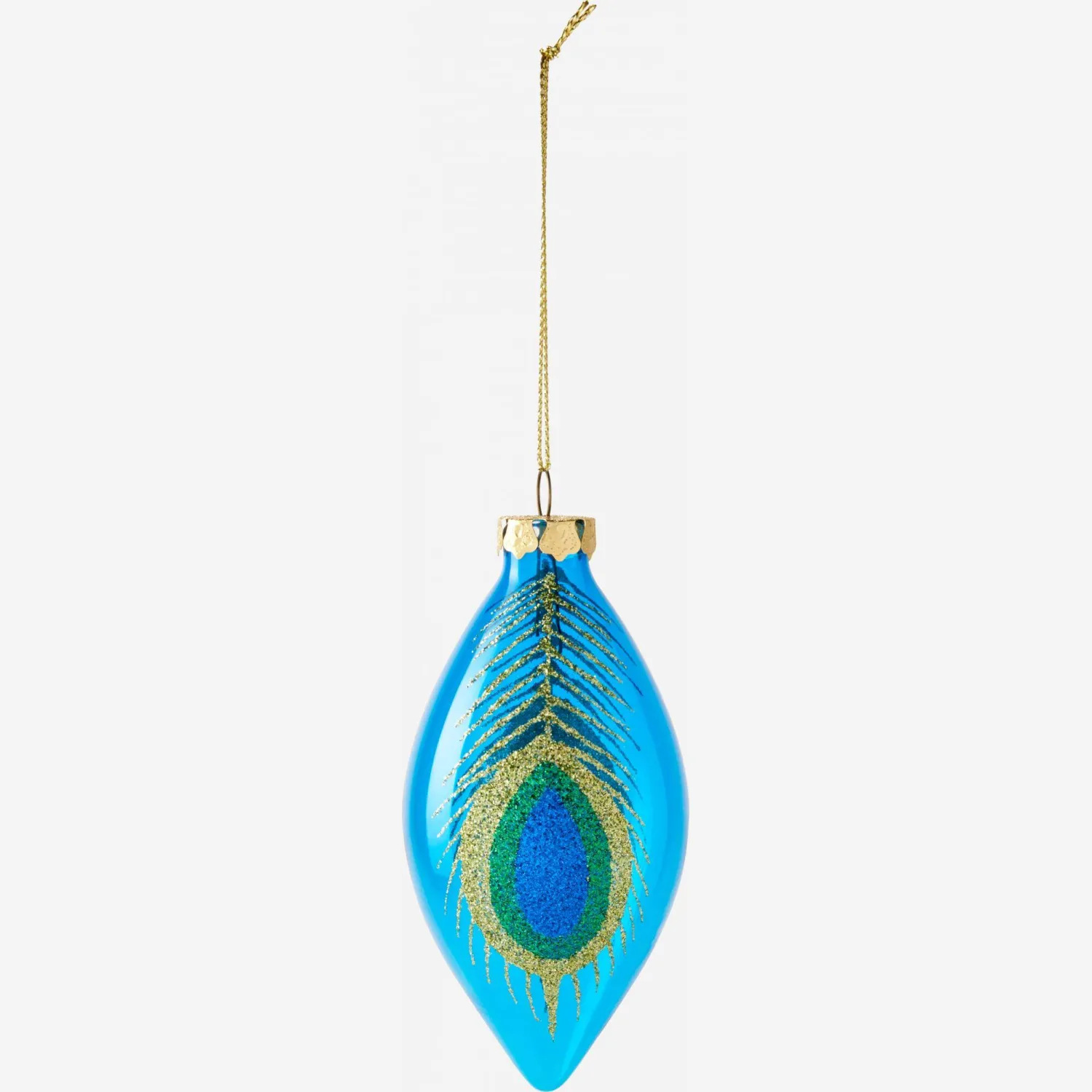 Ornement en verre bleu - motif plume