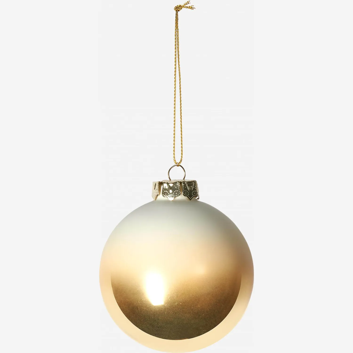 Boule en verre blanche et dorée