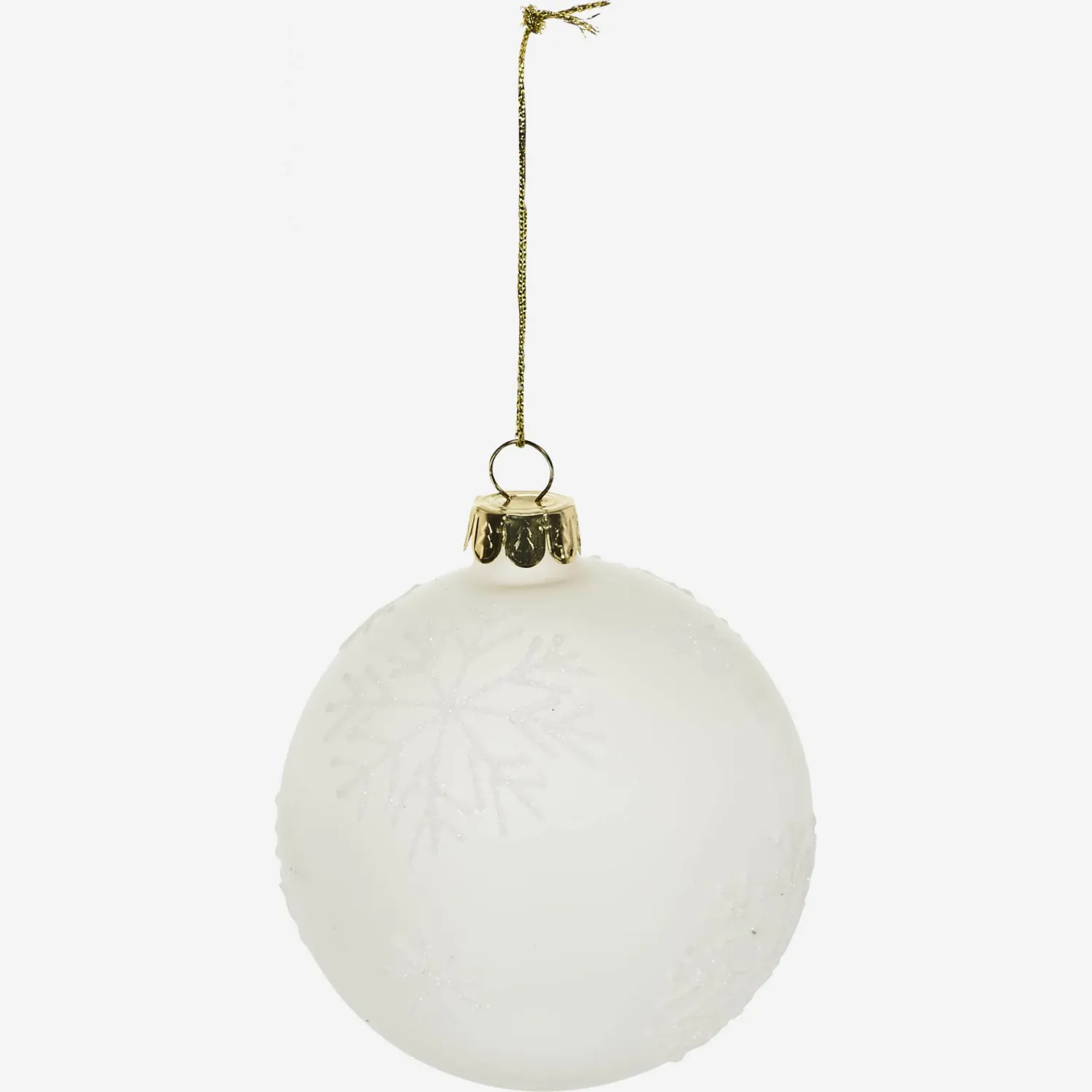 Boule en verre blanche - motif flocon