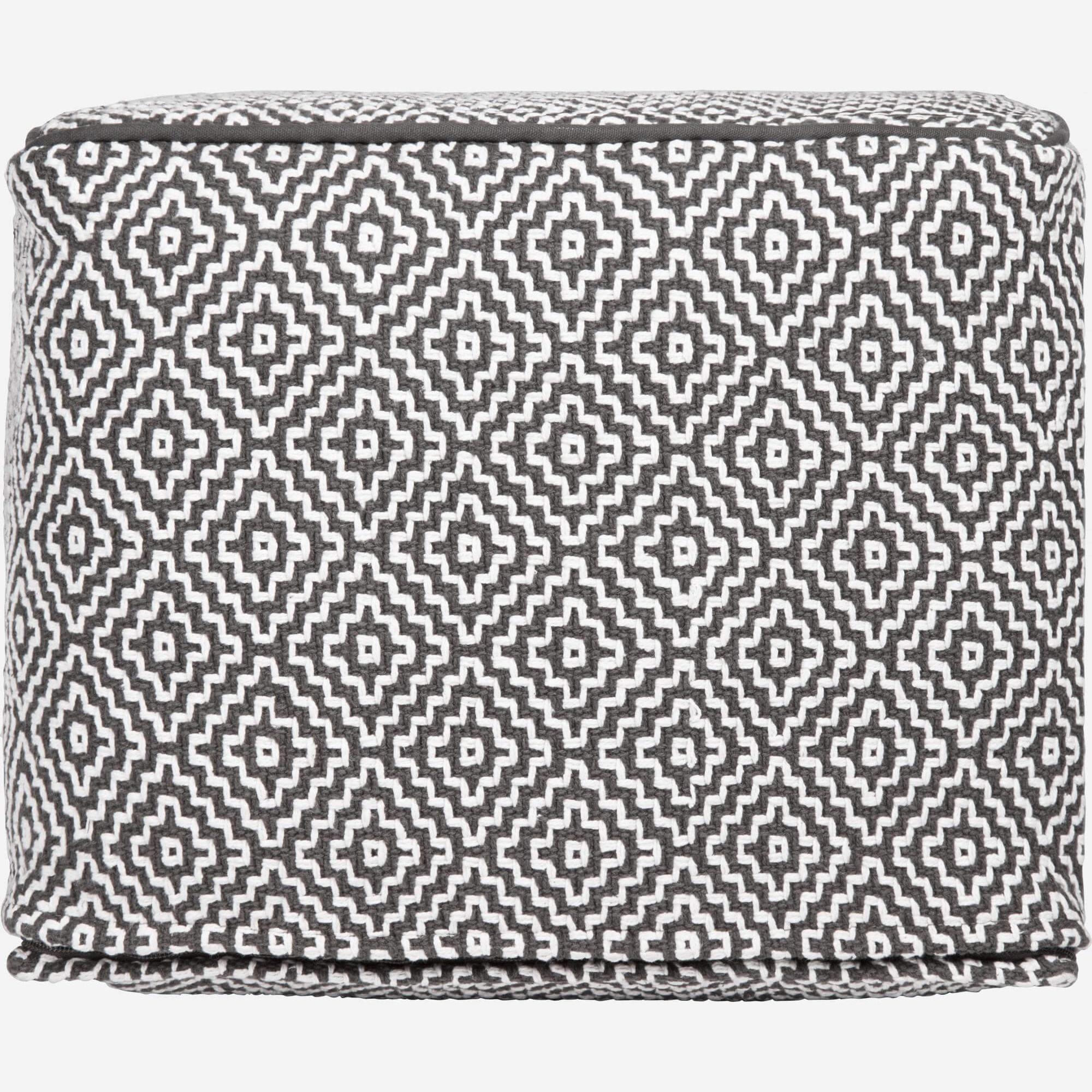 Black and white patterned pouffe