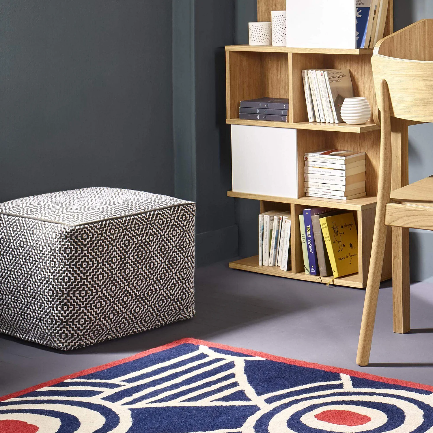 Pouf à motifs noir et blanc - 3