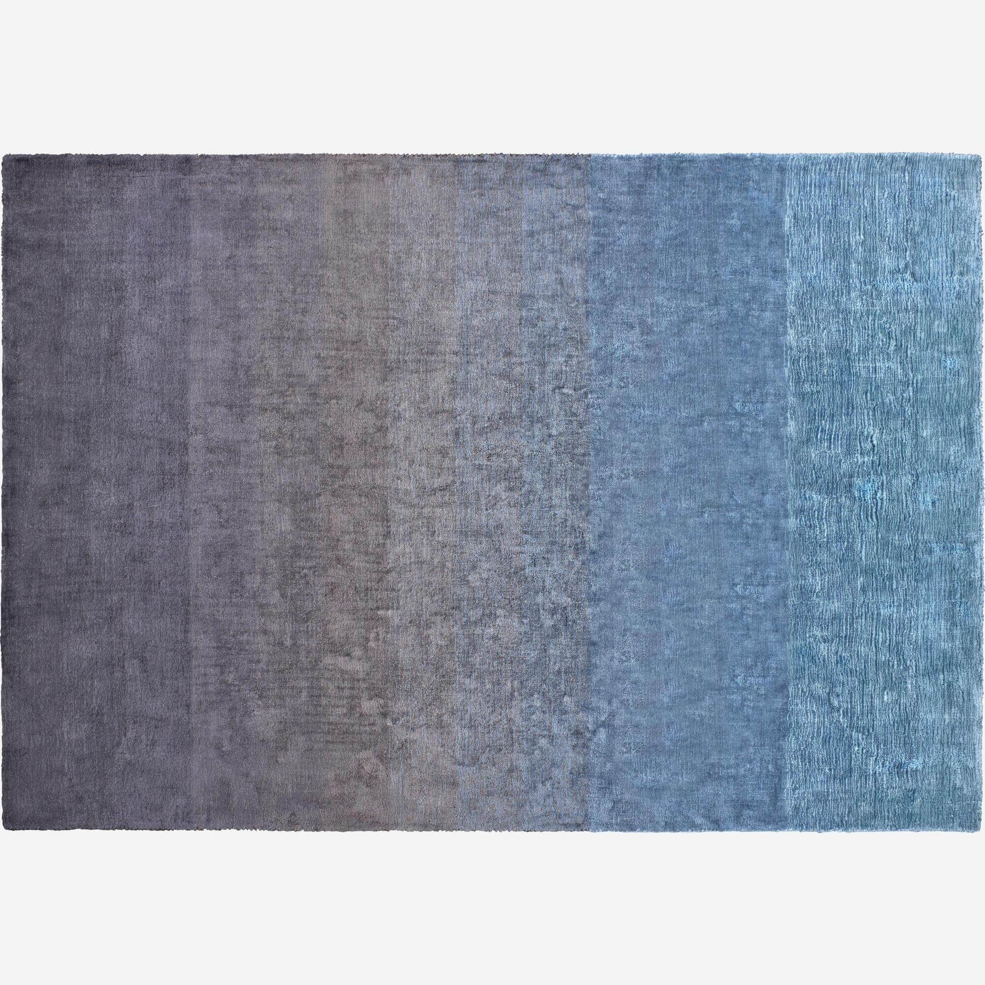 Tapete em viscose feito à mão - 170 x 240 cm - Cinzento e azul