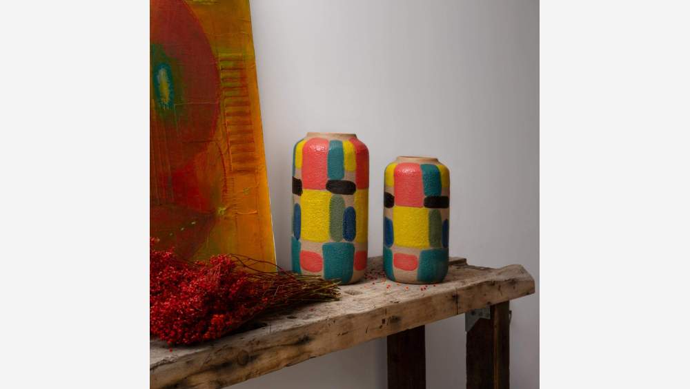 Jarrón de cerámica - 29 cm - Multicolor
