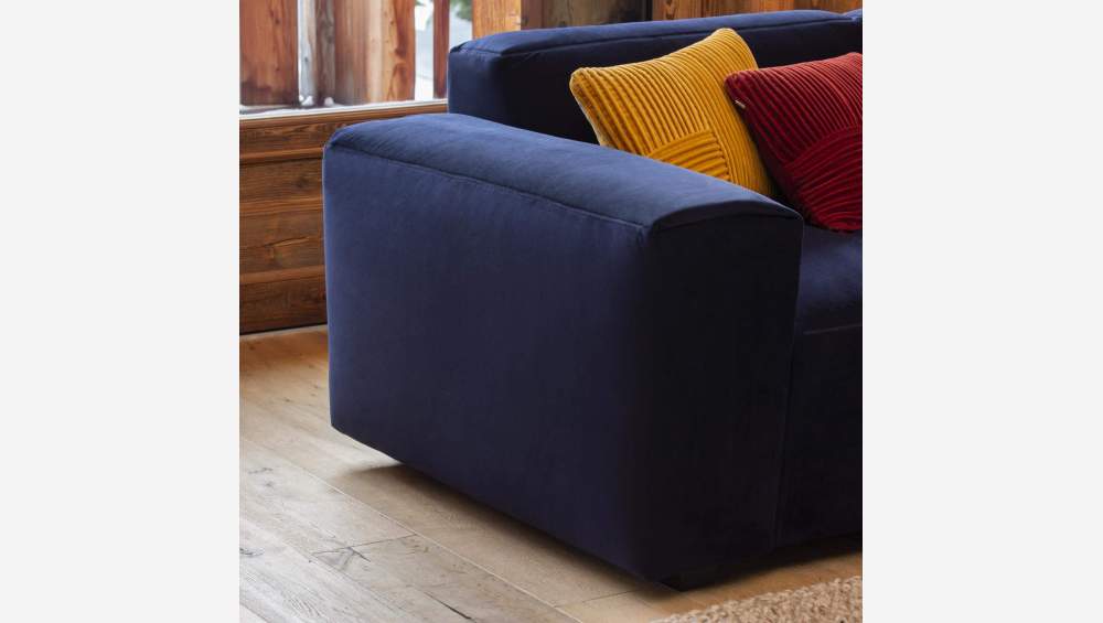 Velvet 3-seater sofa - Navy blue