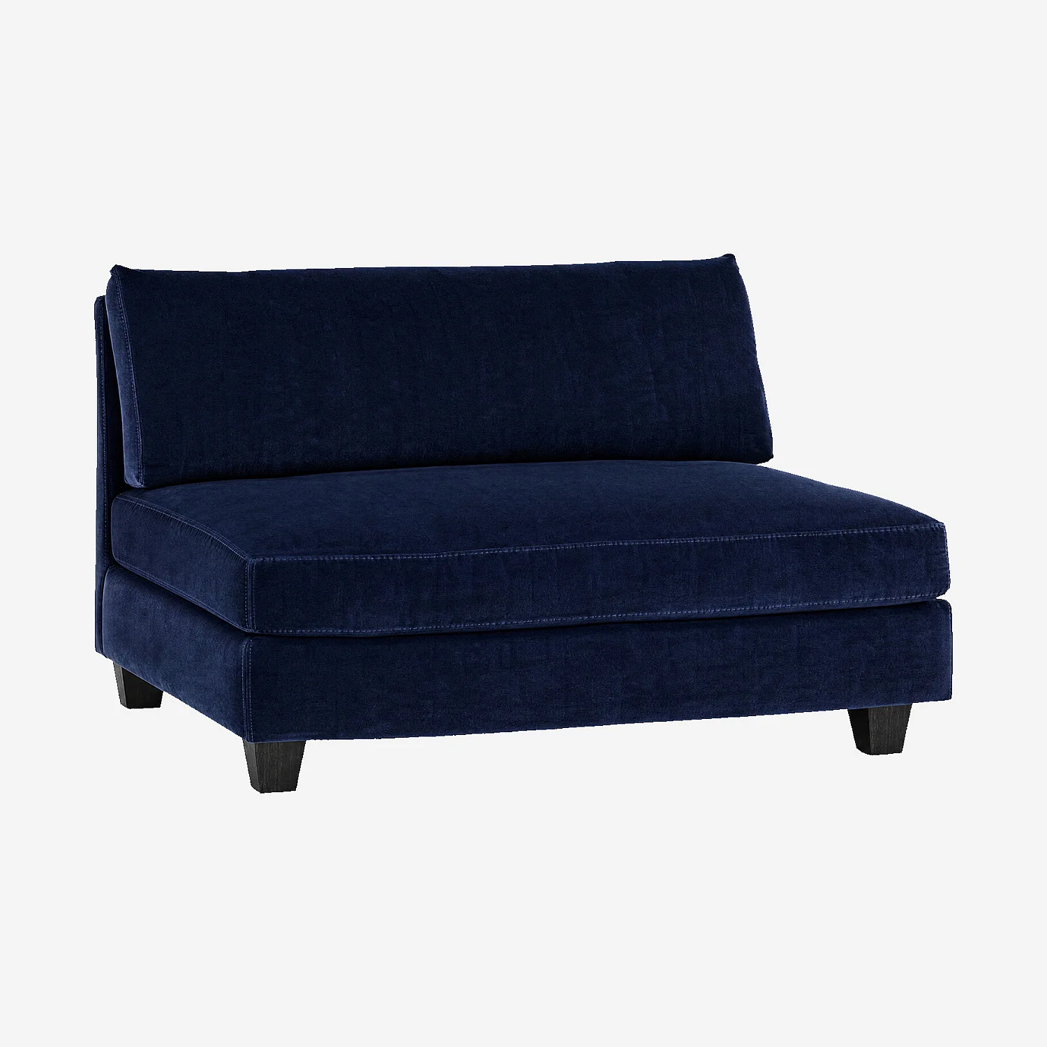 2-Zitsbank fluweel - Marine blauw - Zwarte poten - 1