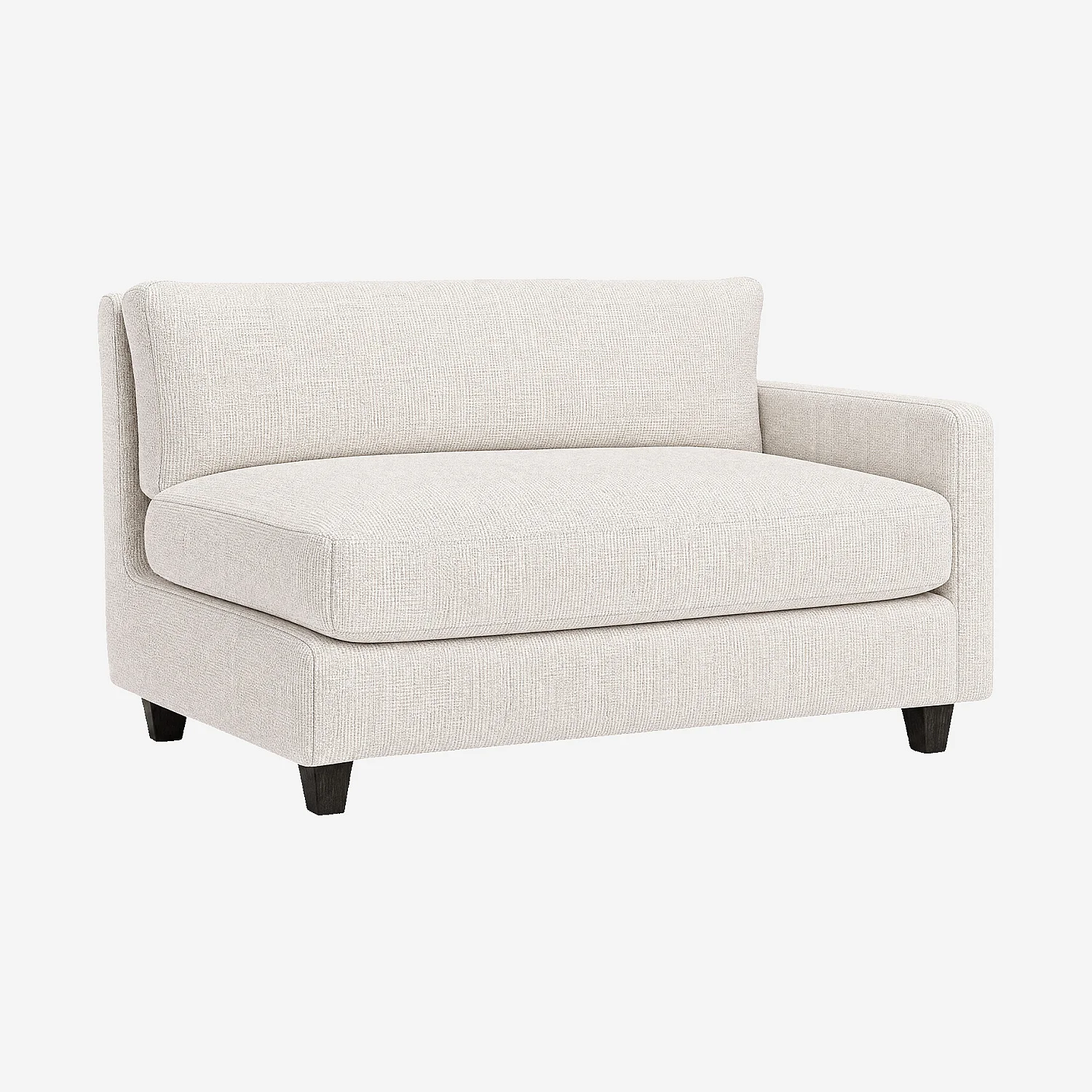Módulo de canto de 2 lugares com chaise longue direita em tecido italiano - bege - Pés pretos - 1