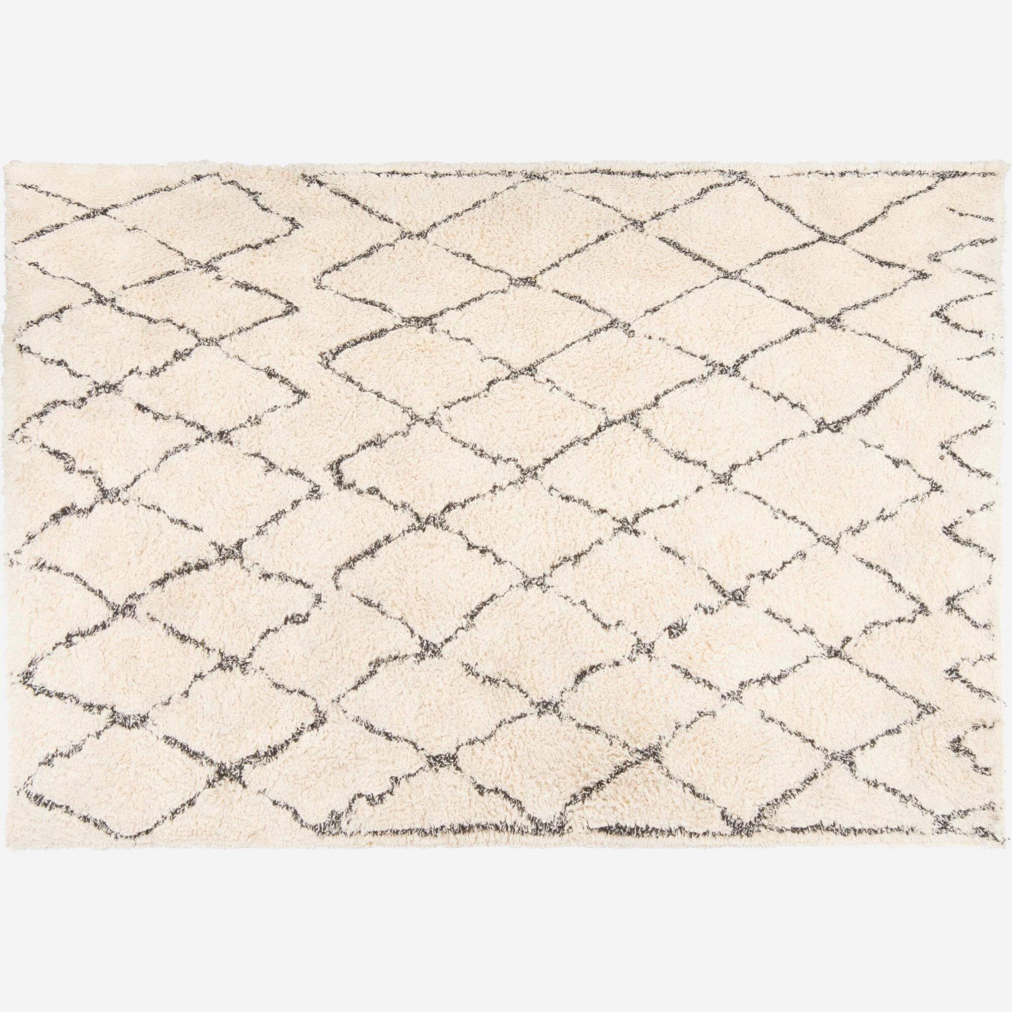 Tufted rug 170x240cm black and white cotton