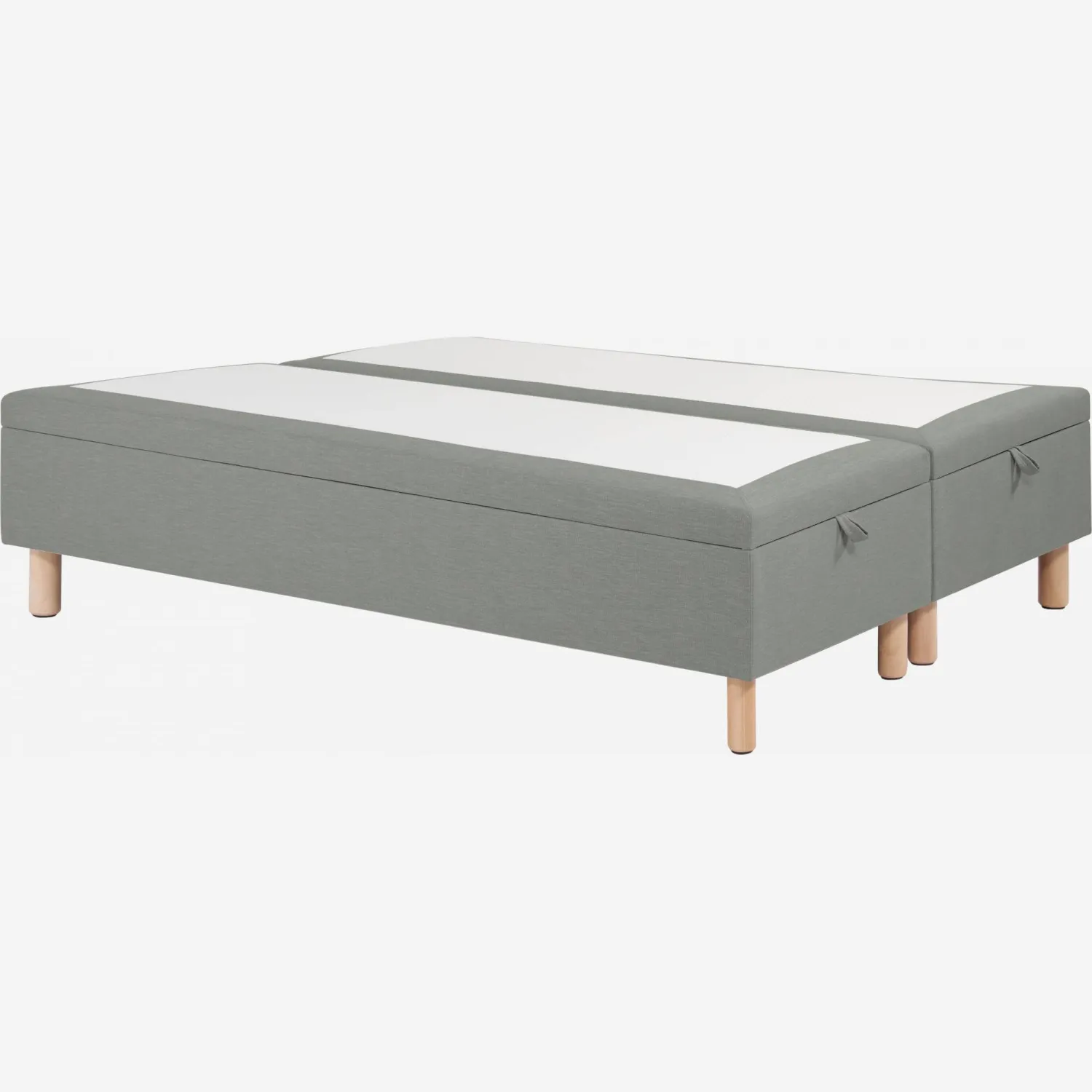 Sommier à ressorts 2x90x200cm en tissu gris clair
