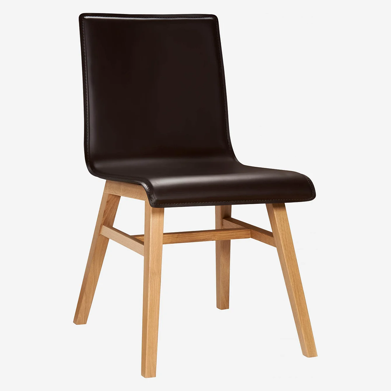 Chaise en cuir marron et pieds en chêne - 2