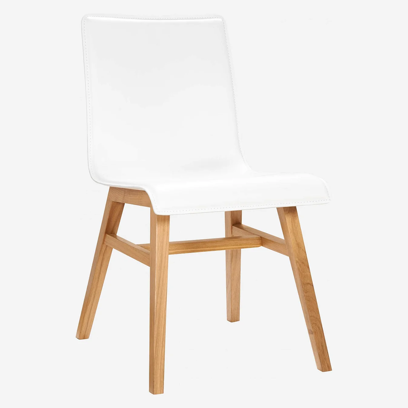 Chaise en cuir blanc et pieds en chêne - 2