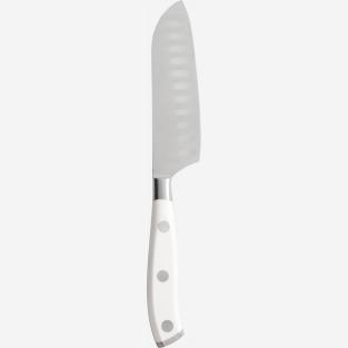 Cuchillo Santoku de mango blanco