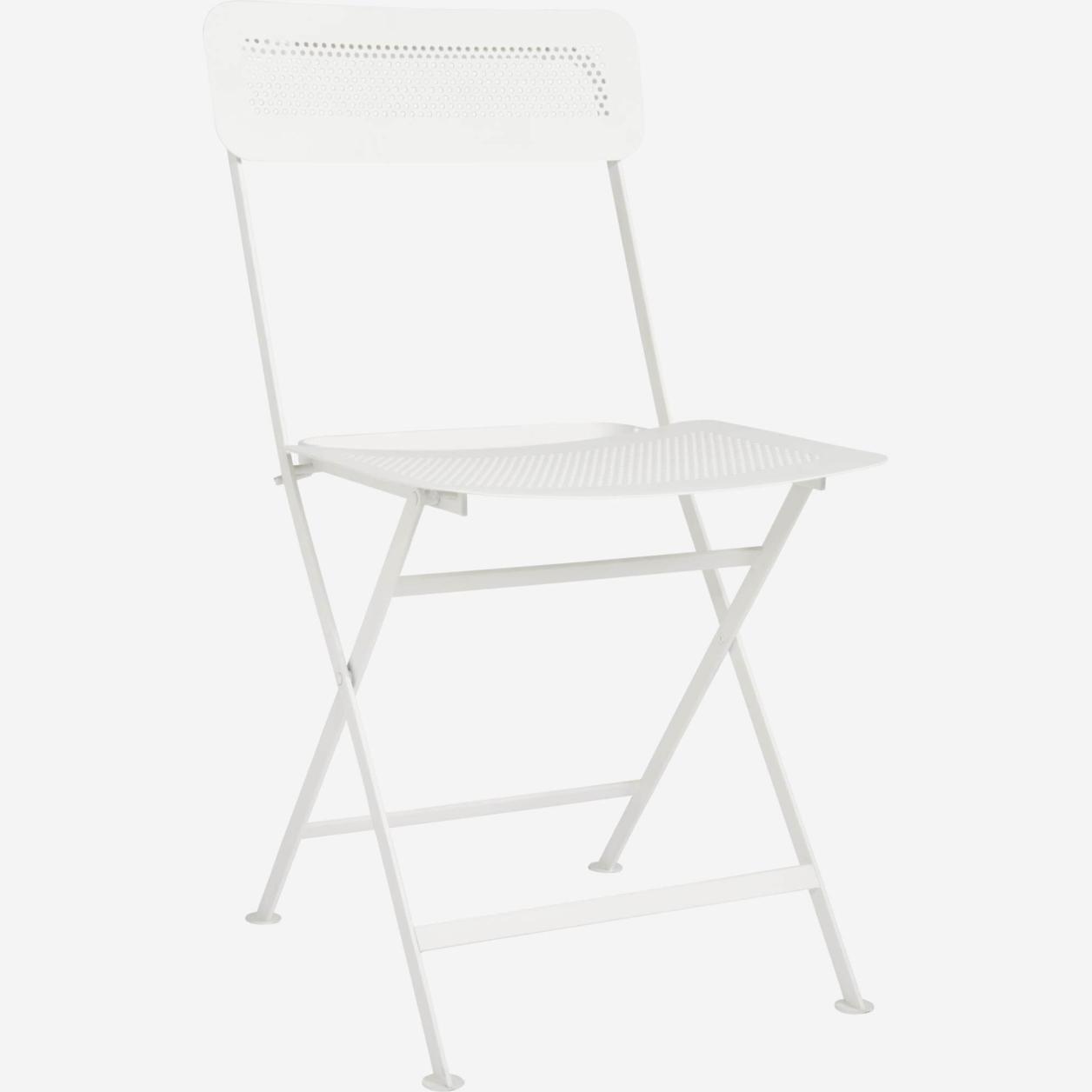 Folding chair made of metal, white