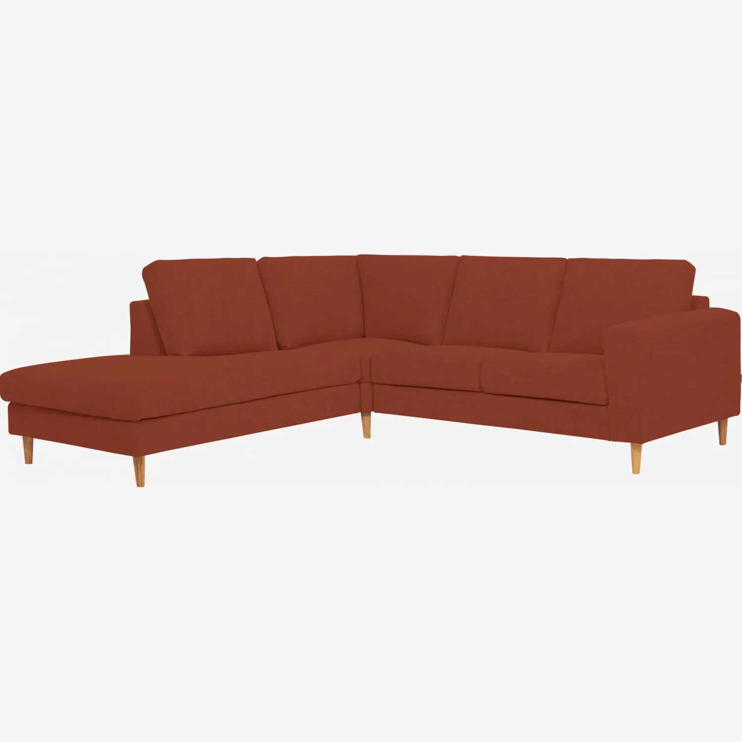 2-Sitzer-Sofa mit Open-End links aus Stoff, rostrot -  fester Komfort