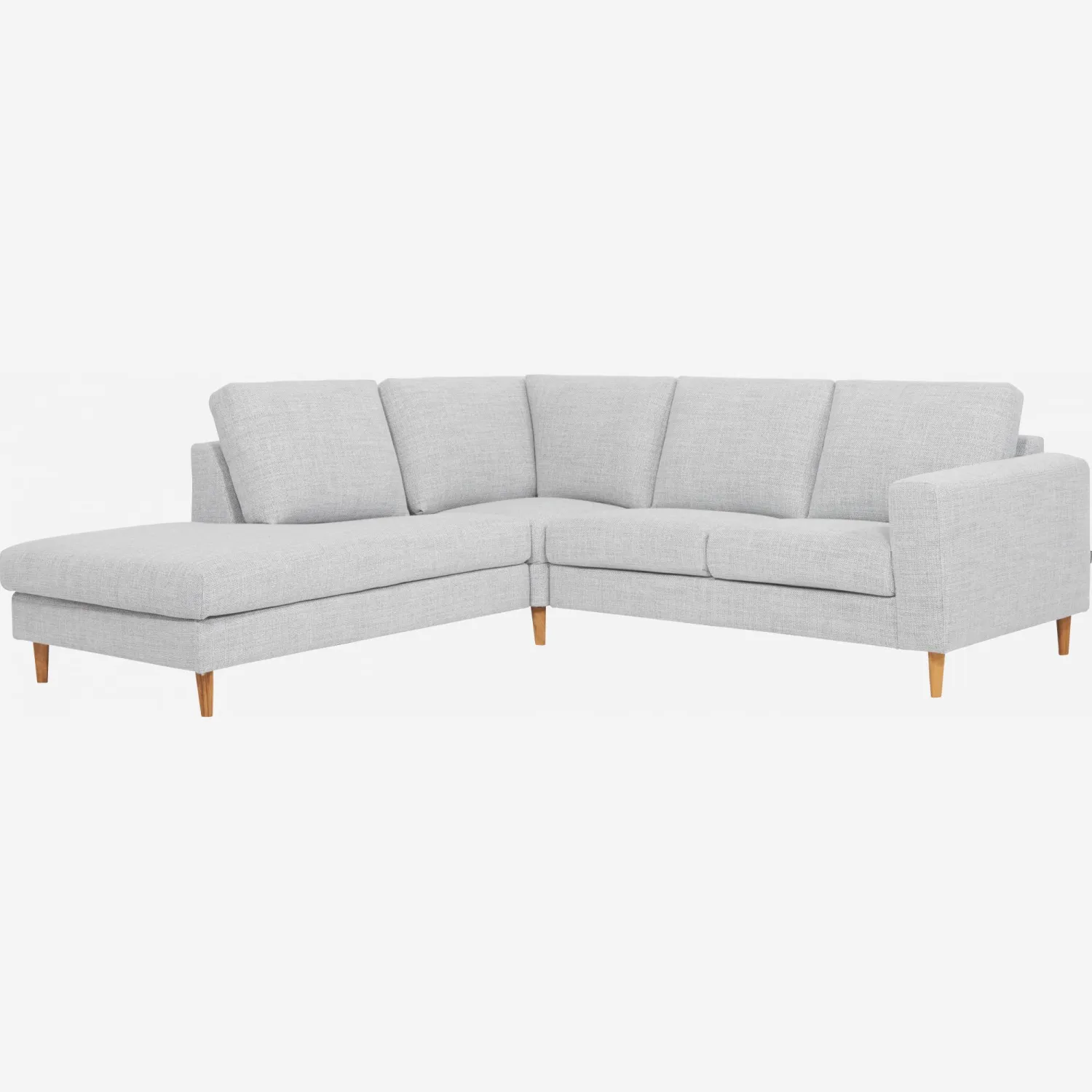 2-Sitzer-Sofa mit Open-End links aus Stoff, hellgrau - fester Komfort