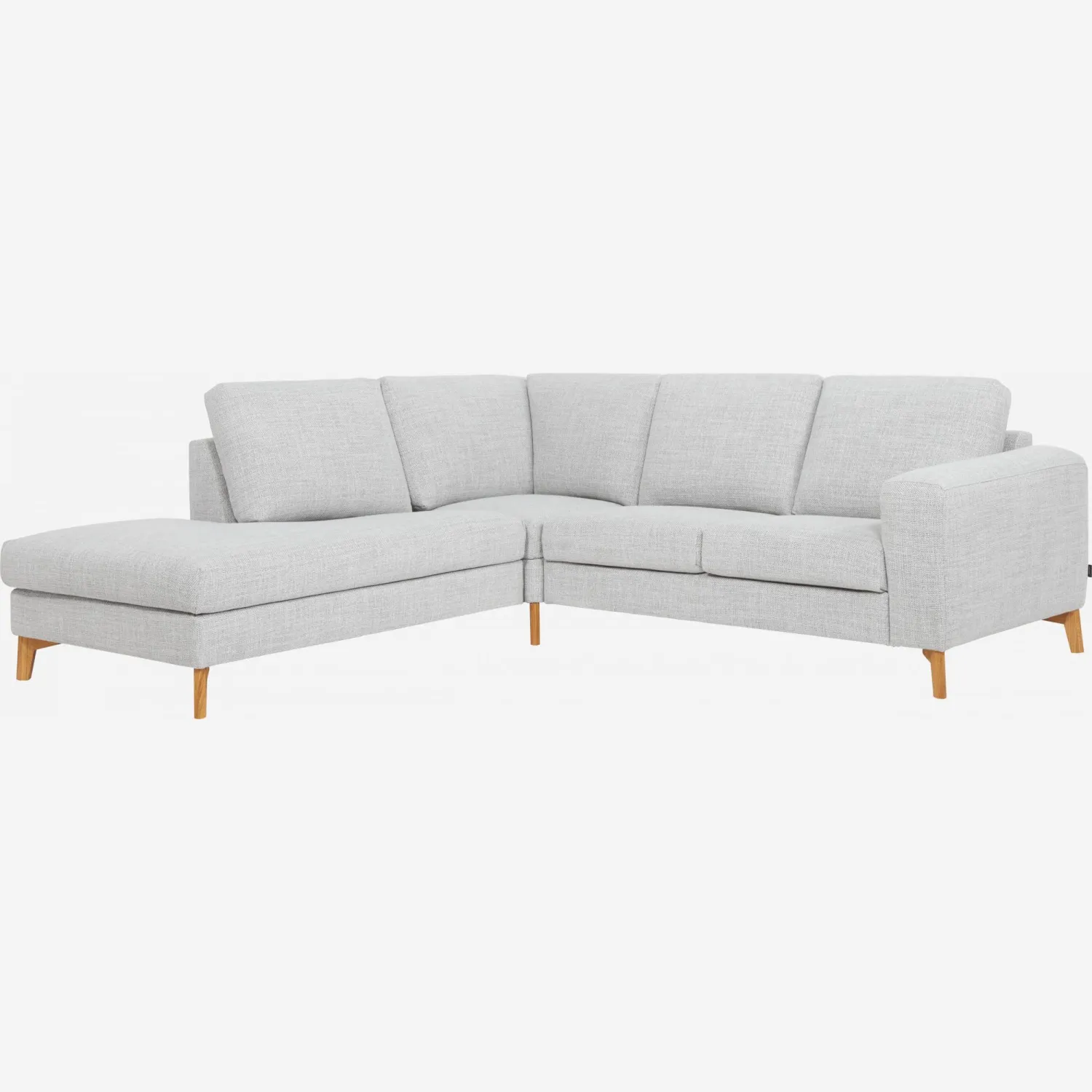 Sofá 2 plazas con chaiselongue izquierda de tela gris claro - confort medio