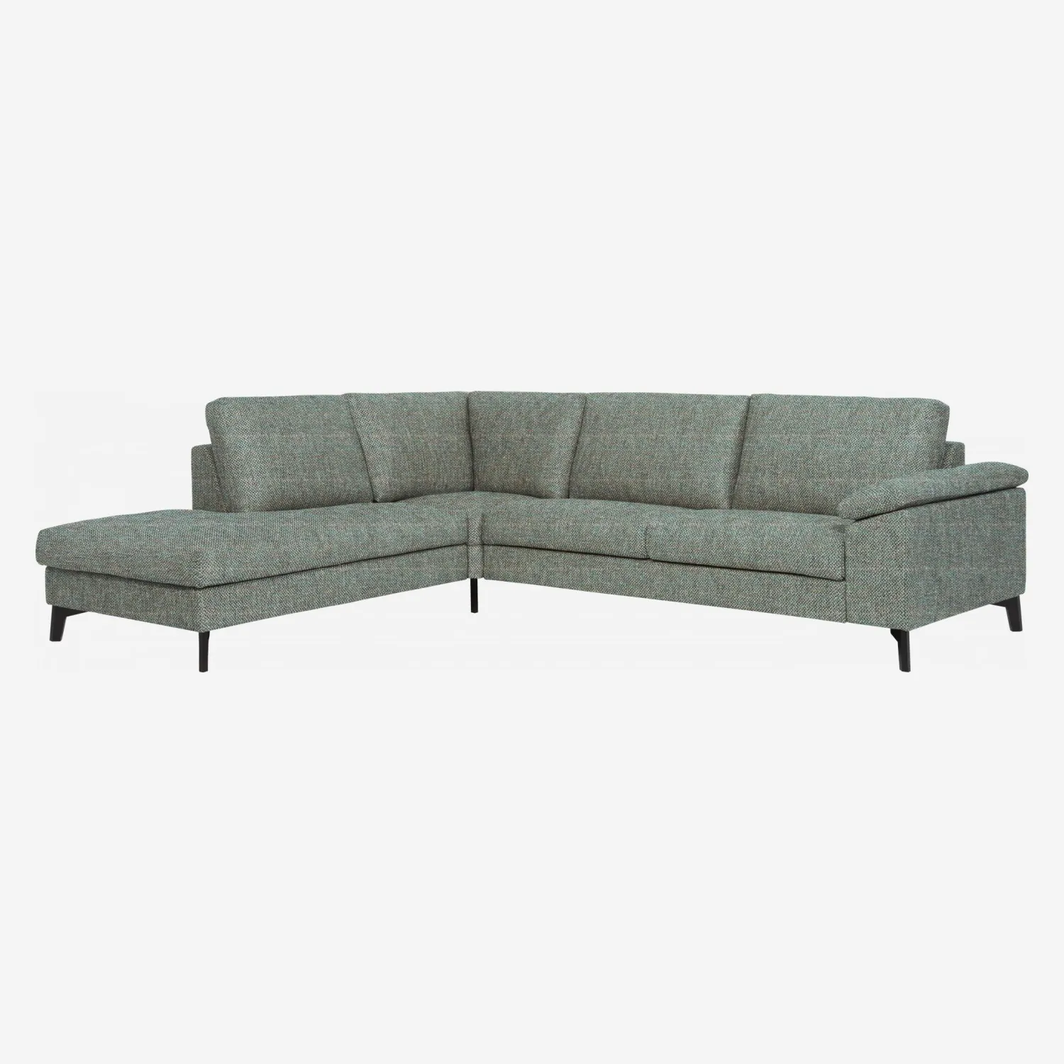 Canapé 3 places avec chauffeuse gauche en tissu gris-bleu - confort médium - 1