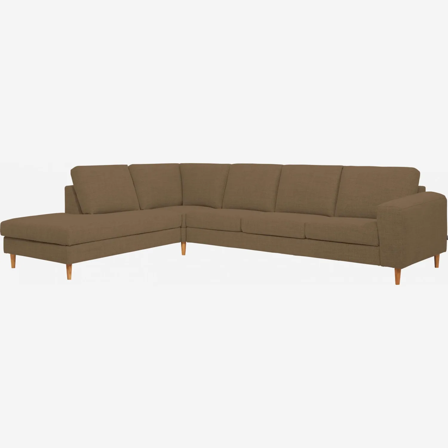 4-Sitzer-Sofa mit Open-End links aus Stoff, graubraun - fester Komfort