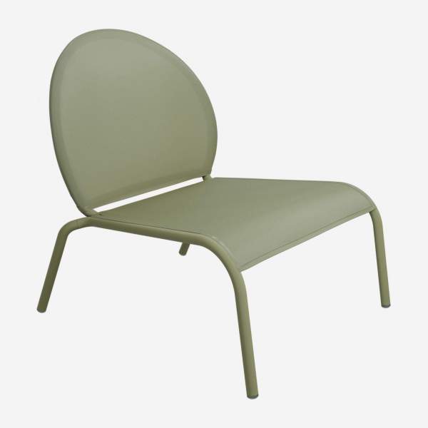 Chaise lounge en aluminium et textilène - Vert kaki