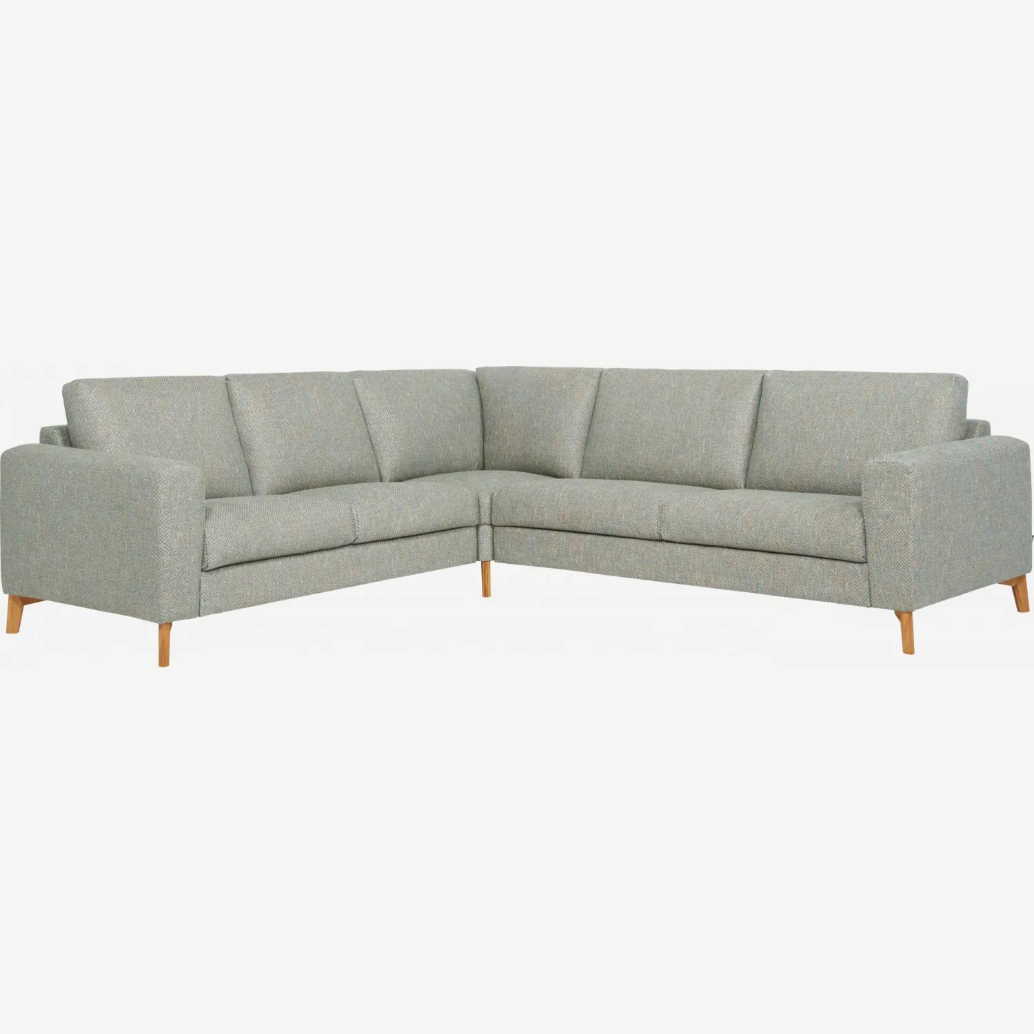 Divano ad angolo a 6 posti in tessuto grigio-blu - comfort assoluto