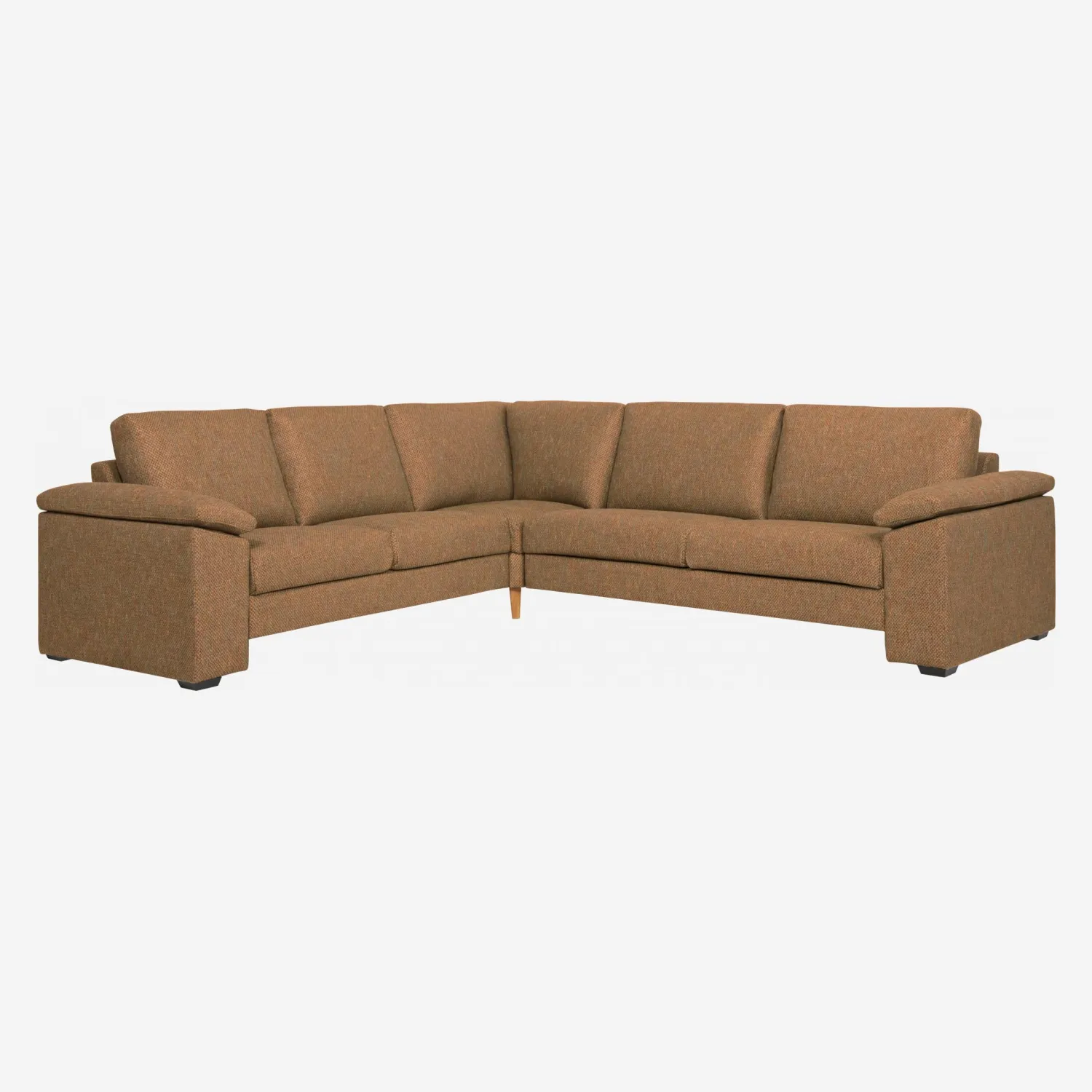 Canapé d'angle 6 places en tissu beige-rouille - confort médium - 1