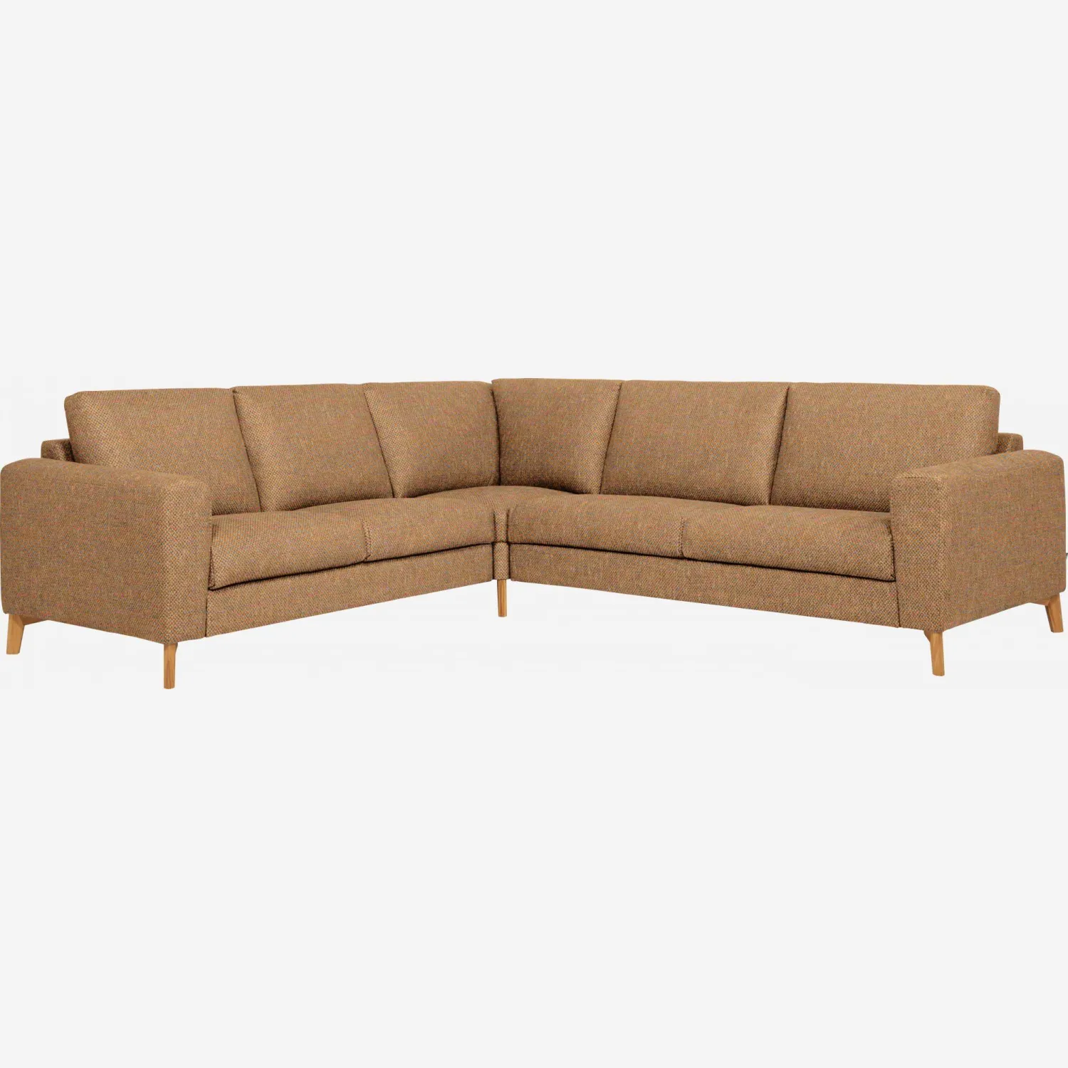 Divano angolare a 6 posti in tessuto ruggine beige - comfort medio