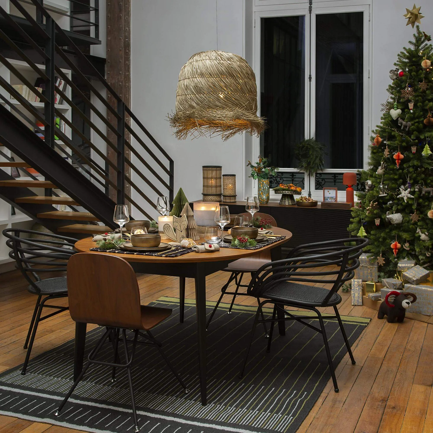 Table ronde extensible en noyer - 1