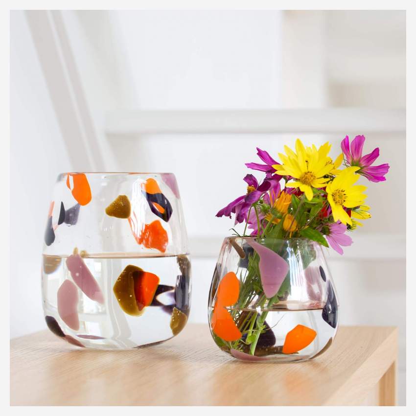 Vase en verre - 21 cm - Moucheté multicolore