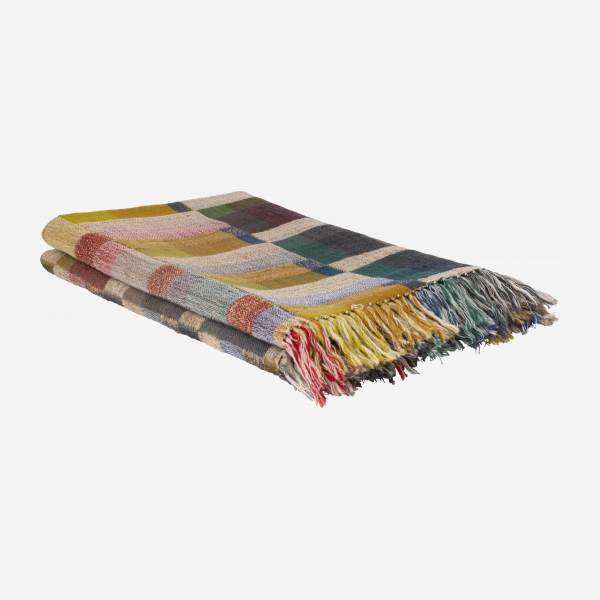 Plaid en laine et soie - 130 x 170 cm - Multicolore