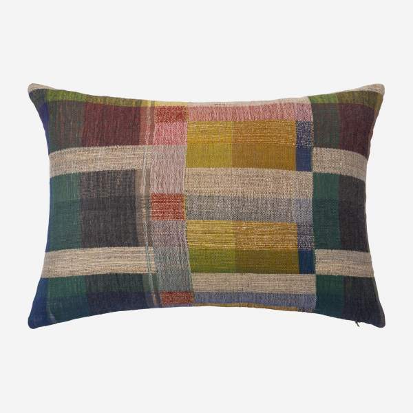 Coussin en laine et soie - 40 x 60 cm - Multicolore