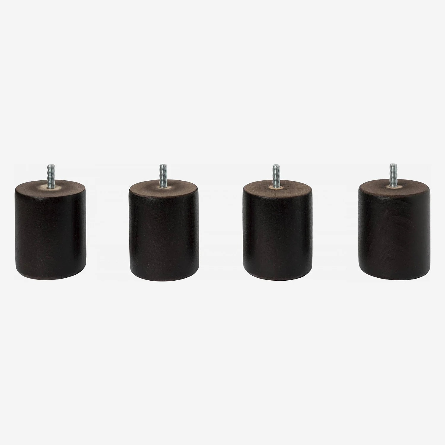 Set de 4 pieds de lit universels cylindriques en hêtre - 8,5 cm - Noir - 1