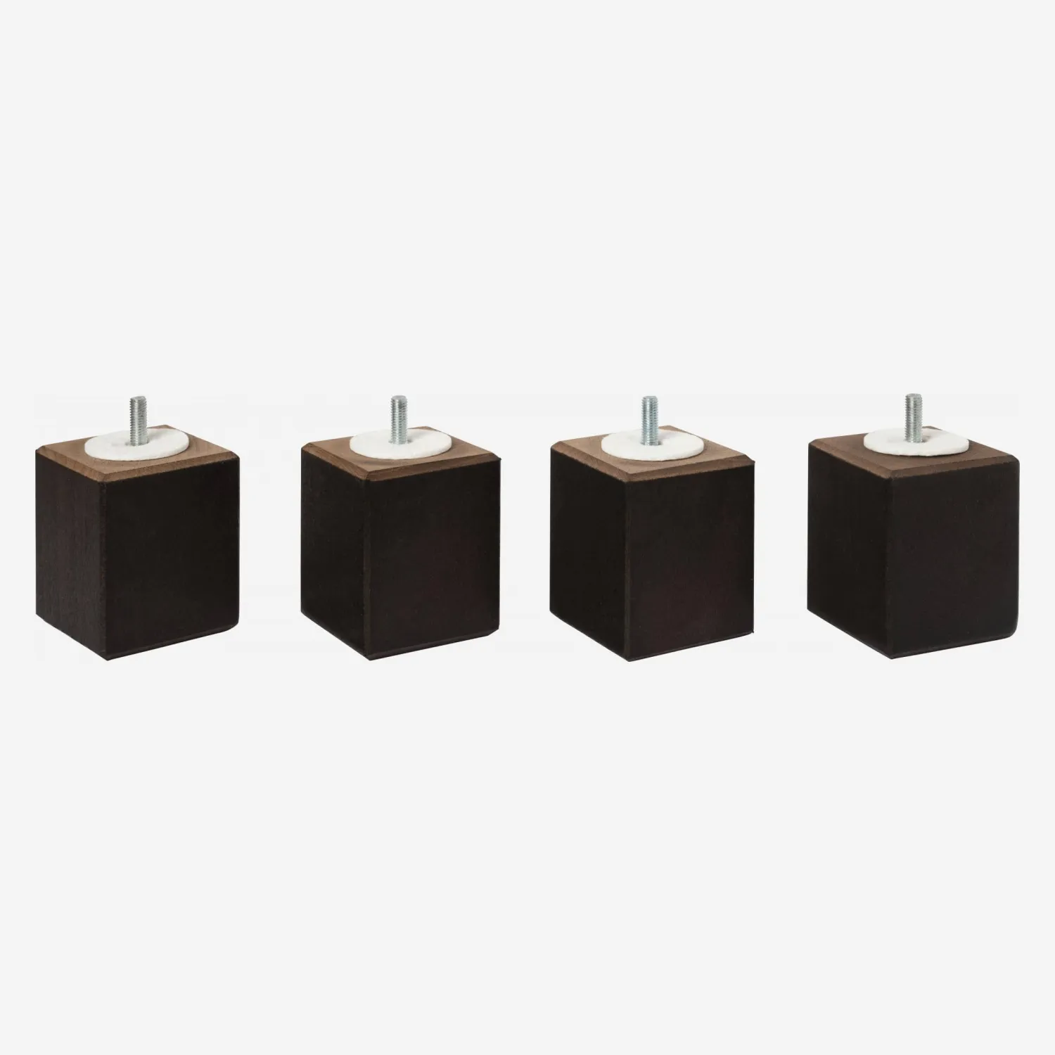 Juego de 4 patas de cama cúbicas de haya -  8,5 cm - Negro - 1