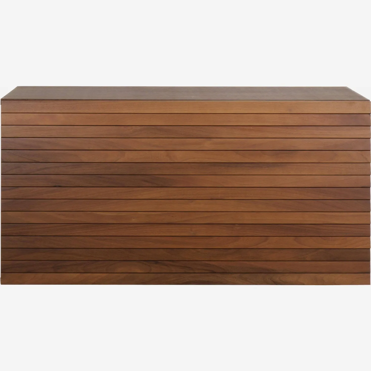 Grand caisson de rangement modulaire à lattes - Bois foncé