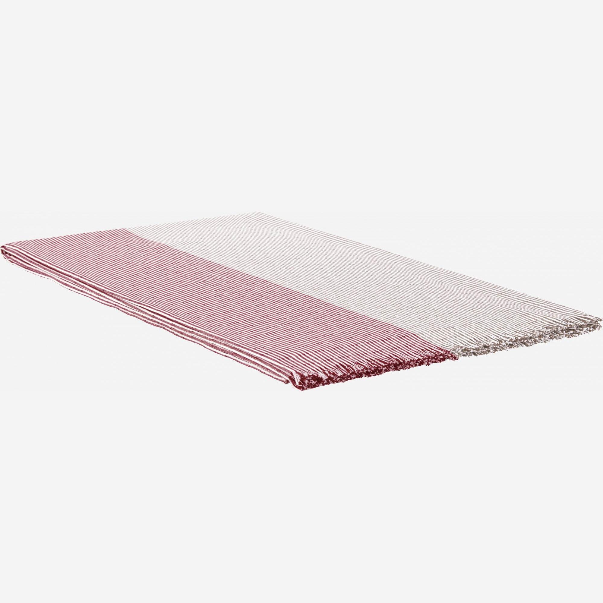 Cotton table runner - 45 x 200 cm - Red and Taupe