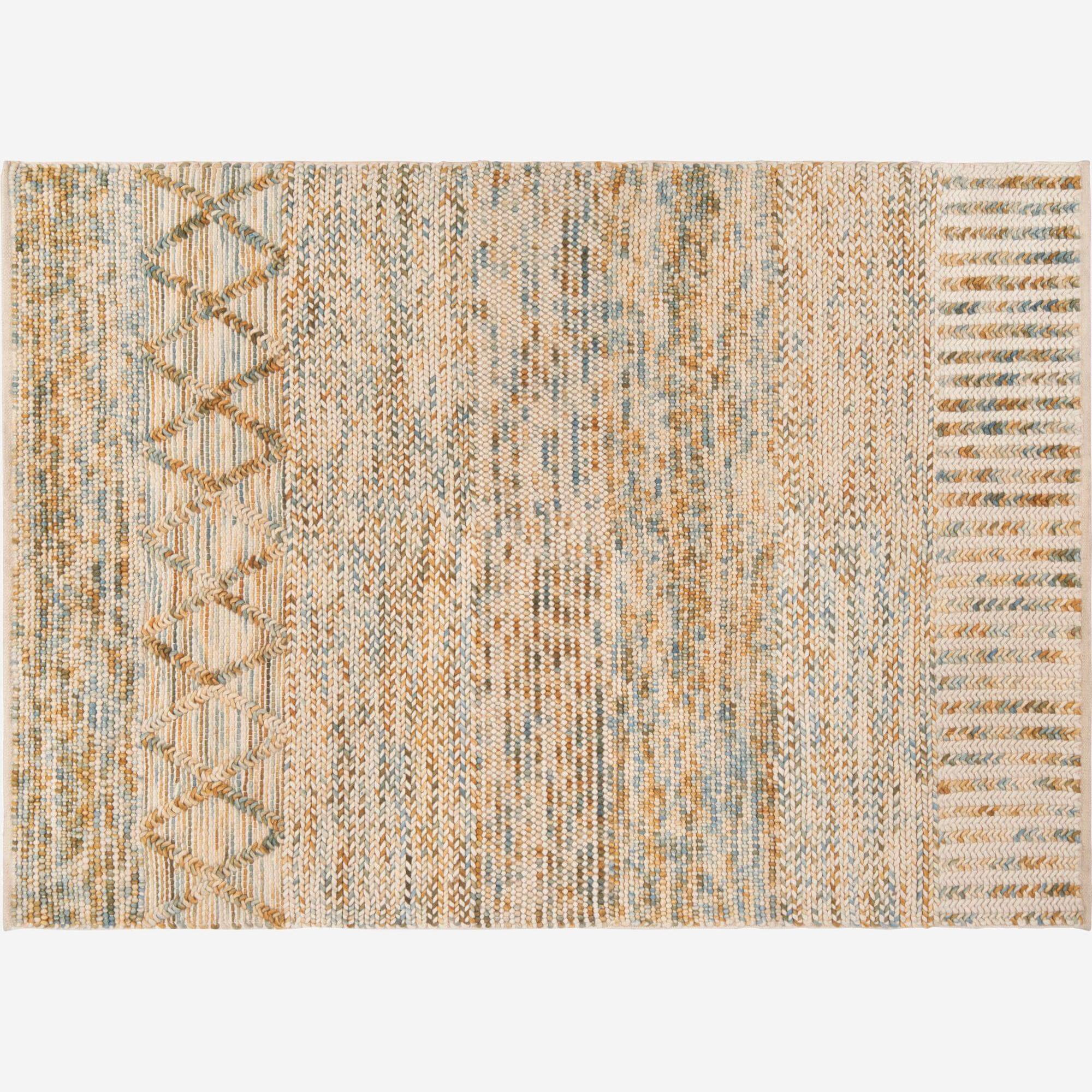 Tapis en laine tissé main - 170 x 240 cm - Motif beige