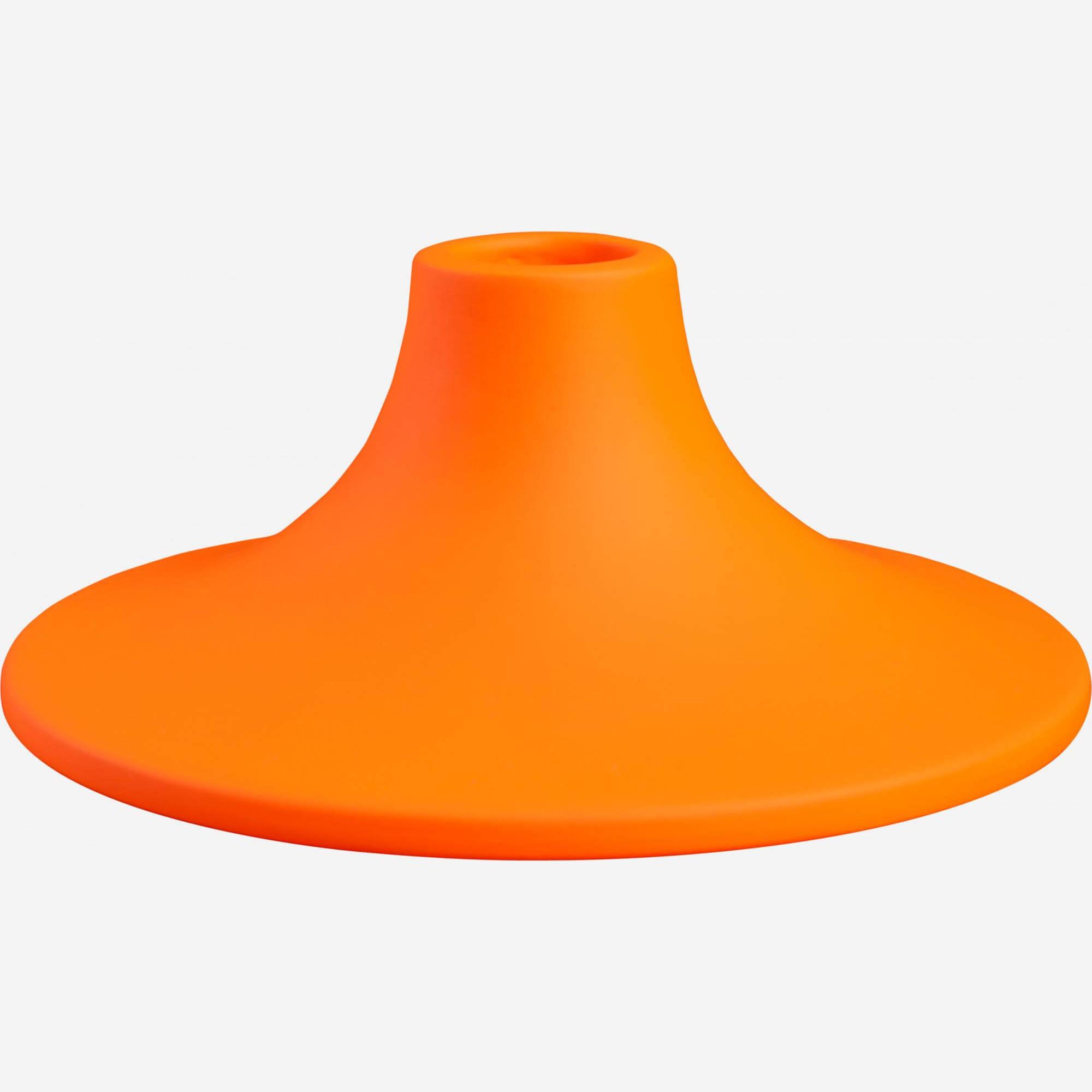 Candle holder made of ceramic, fluorescent orange