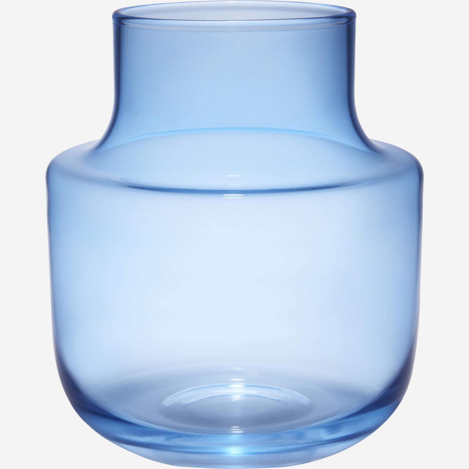 Vase made of glass 18cm, light blue