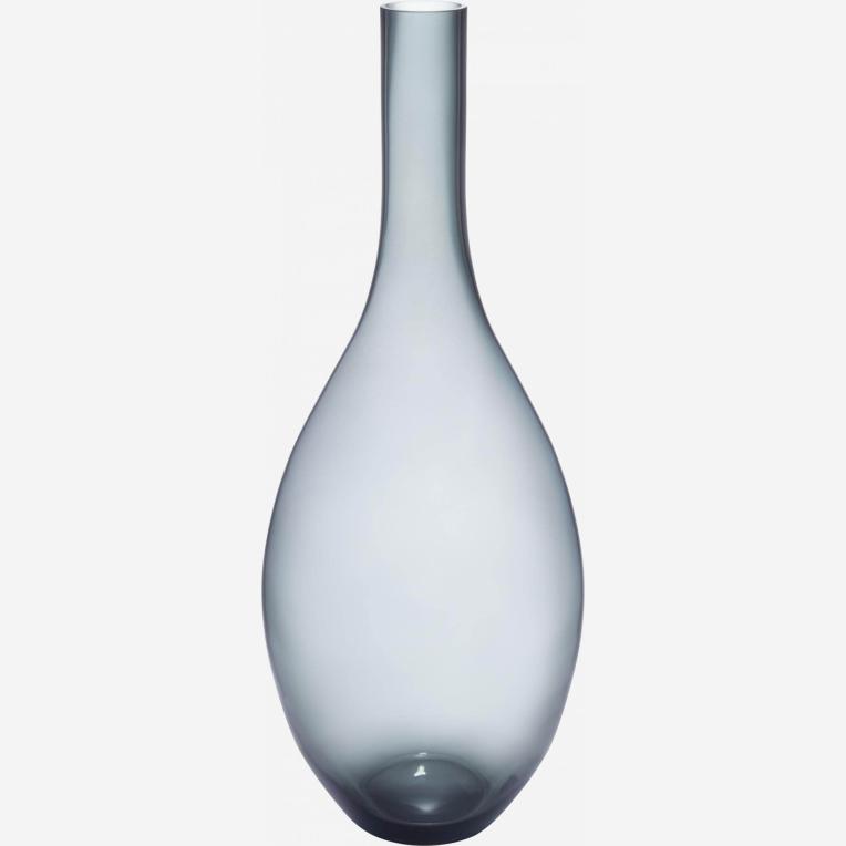 Vase bouteille 70cm en verre noir fumé