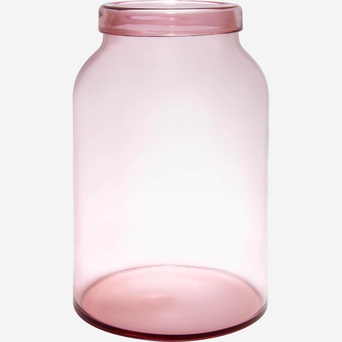 Vase made of glass 30cm, light pink