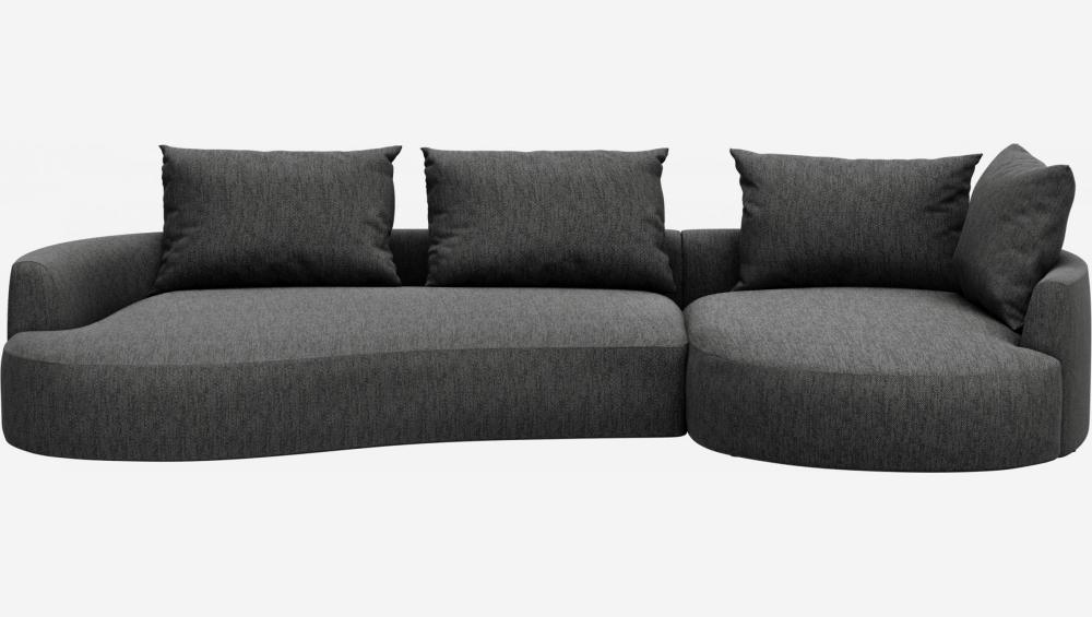 Canapé d'angle droit de forme organique en tissu Copparo - Gris 
