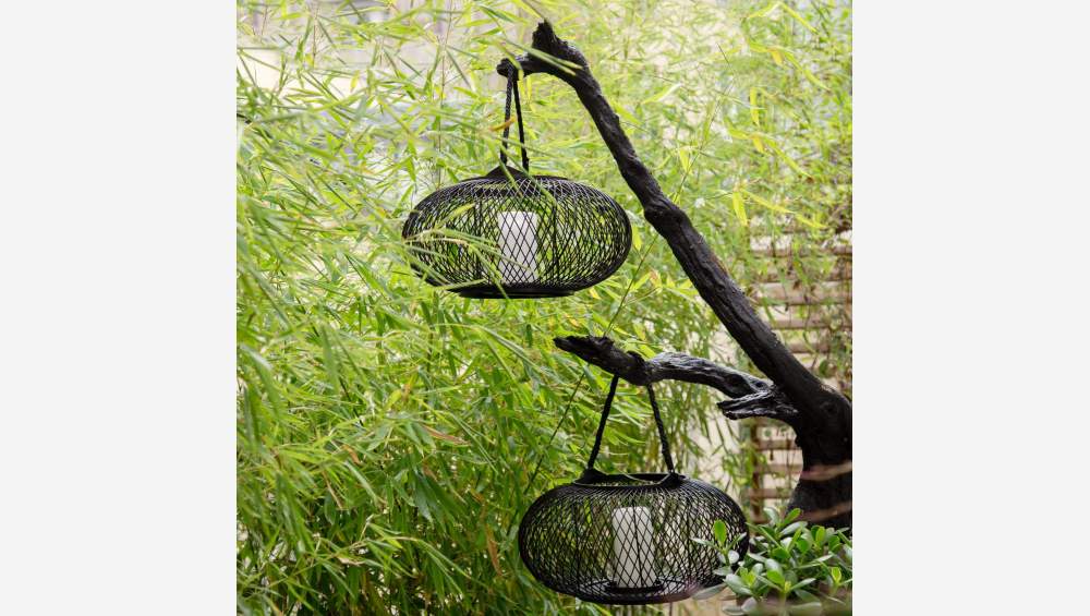 Lanterne en bambou - 30 cm - Noir