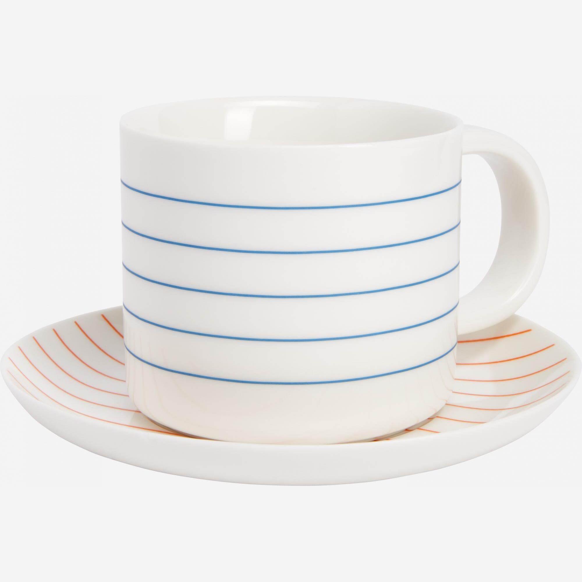 KIM/TASSE A THE+SOUCOUPE PORCELAINE 