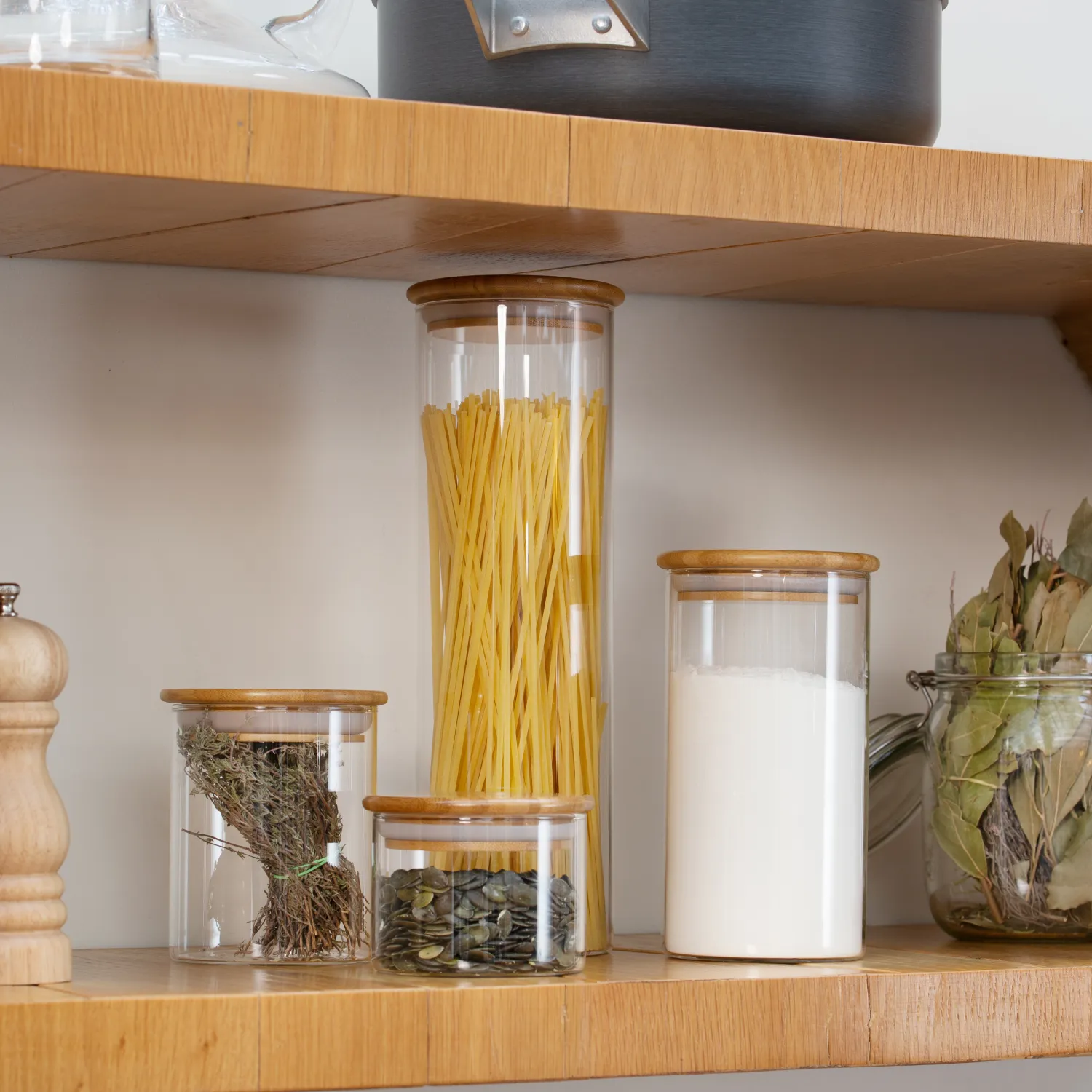 Glass and bamboo box - 8 cm - 1