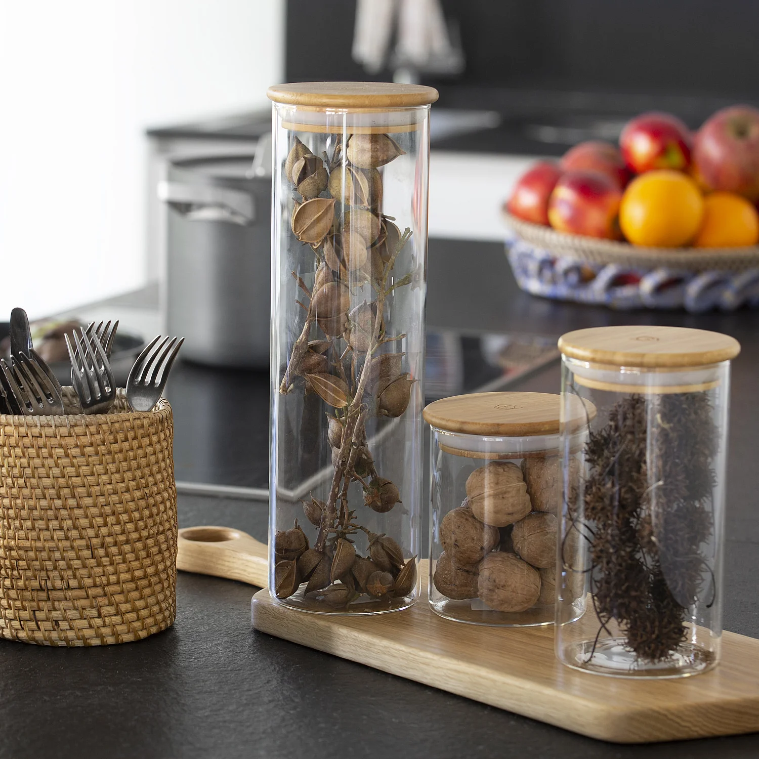 Scatolina in vetro e bamboo 8cm - 1